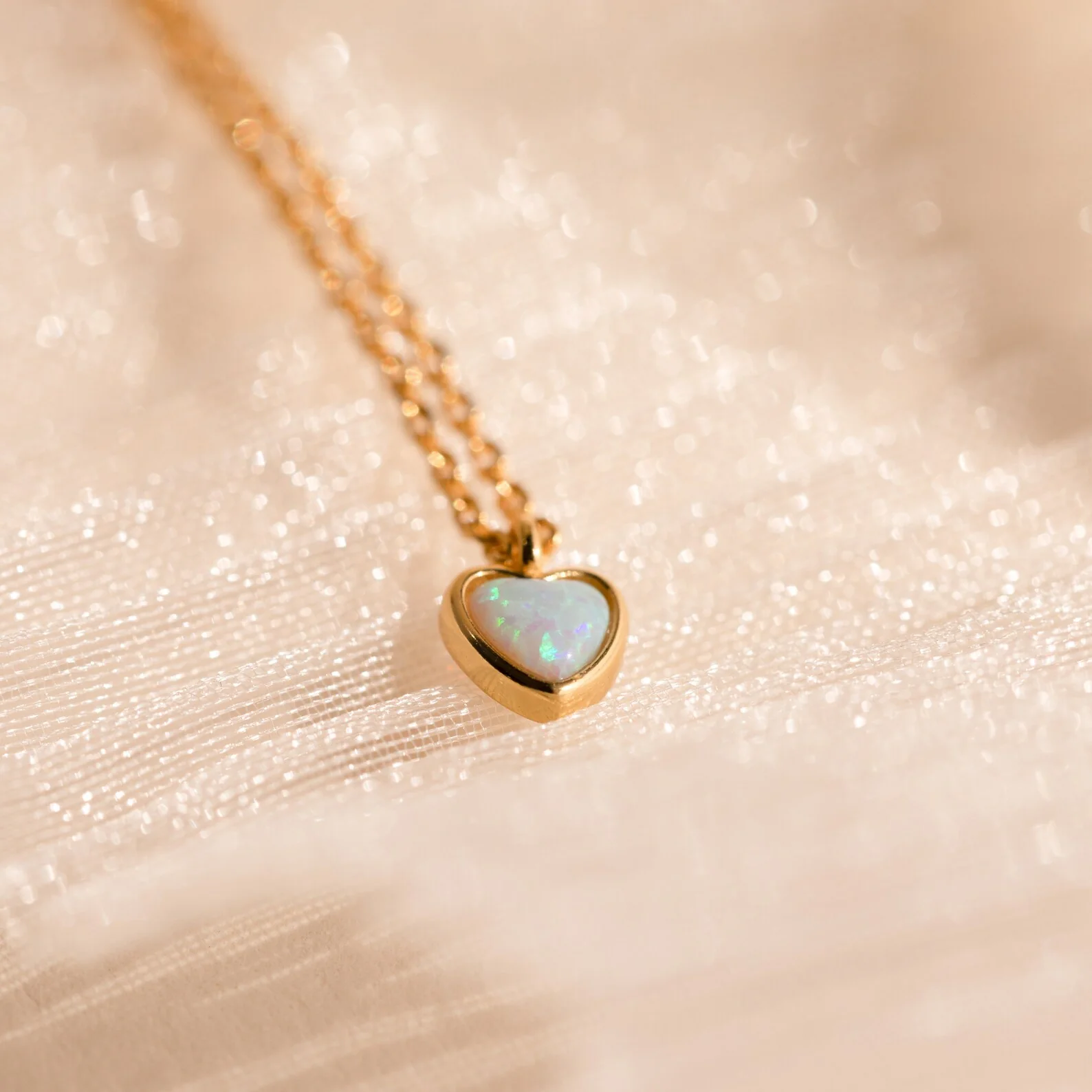 Tiny Opal Heart Necklace - Image 2