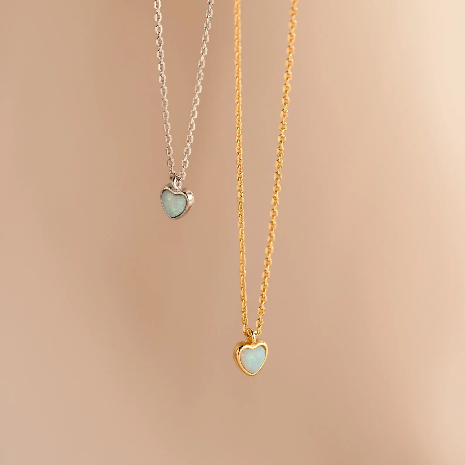 Tiny Opal Heart Necklace - Image 3