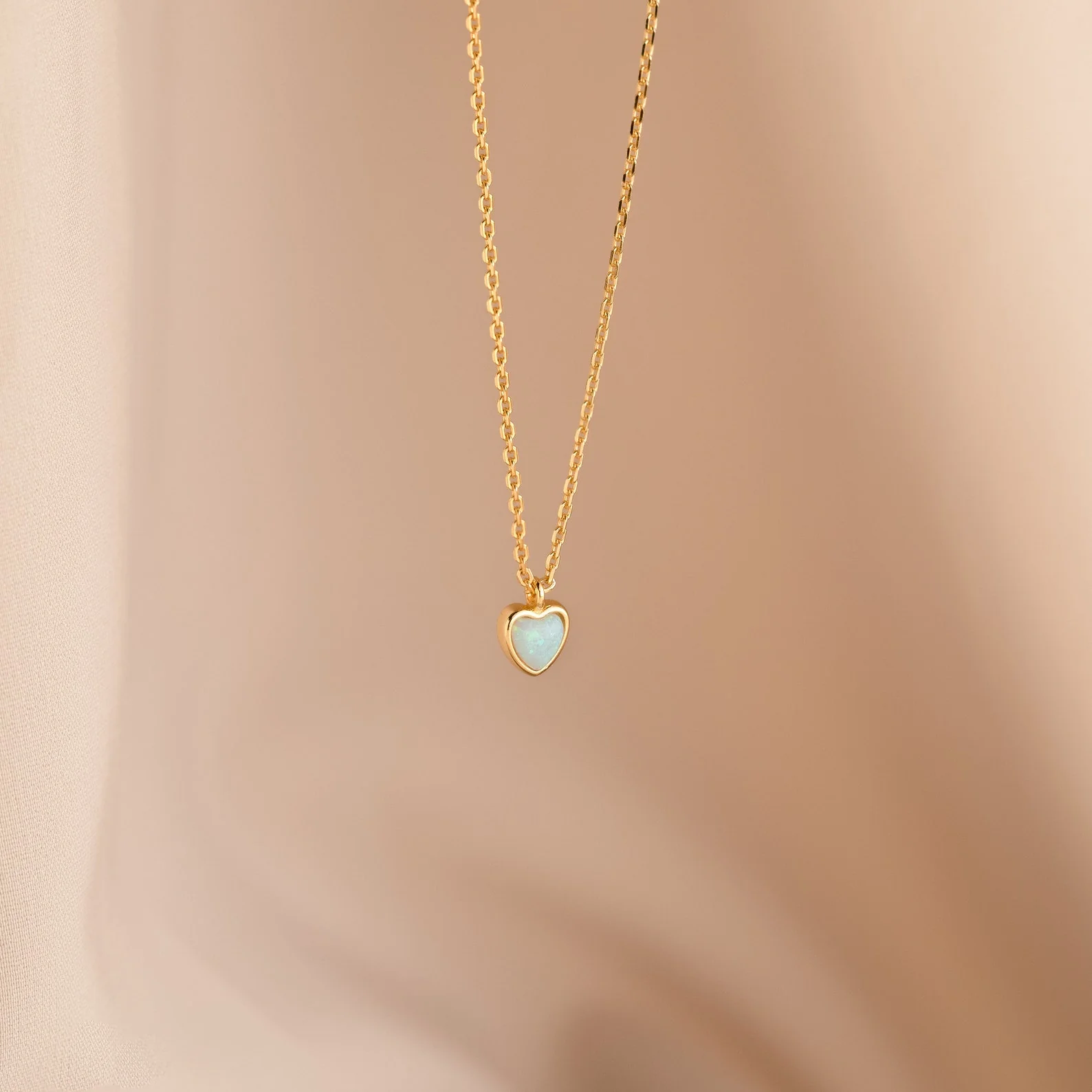 Tiny Opal Heart Necklace - Image 7