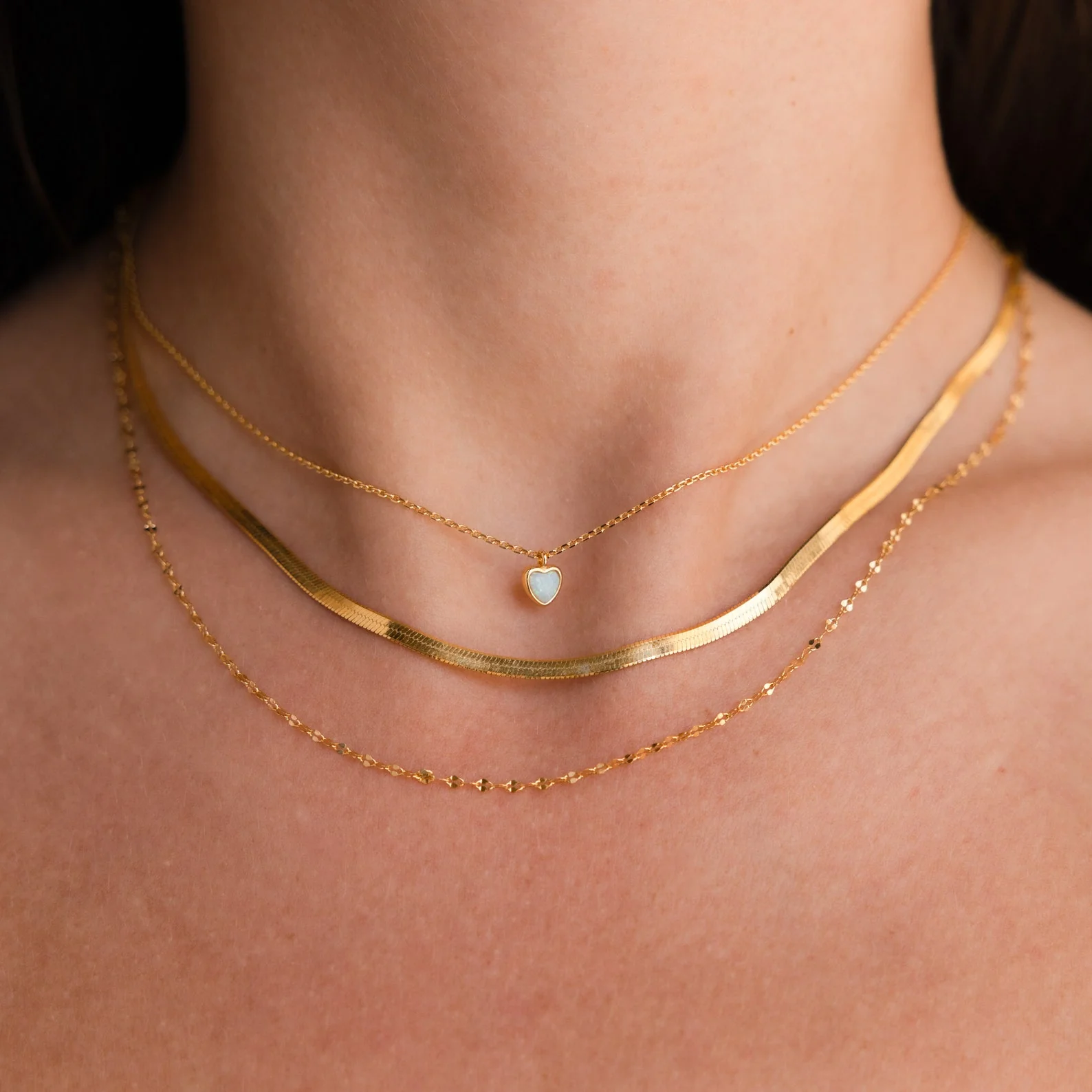 Tiny Opal Heart Necklace - Image 8