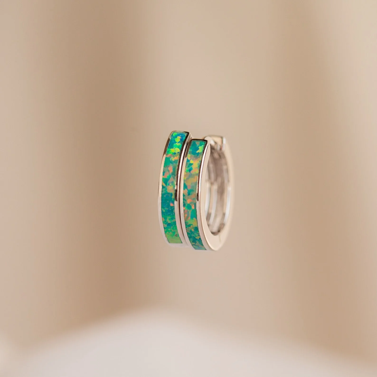 Green Opal Inlay Hoops - Image 5