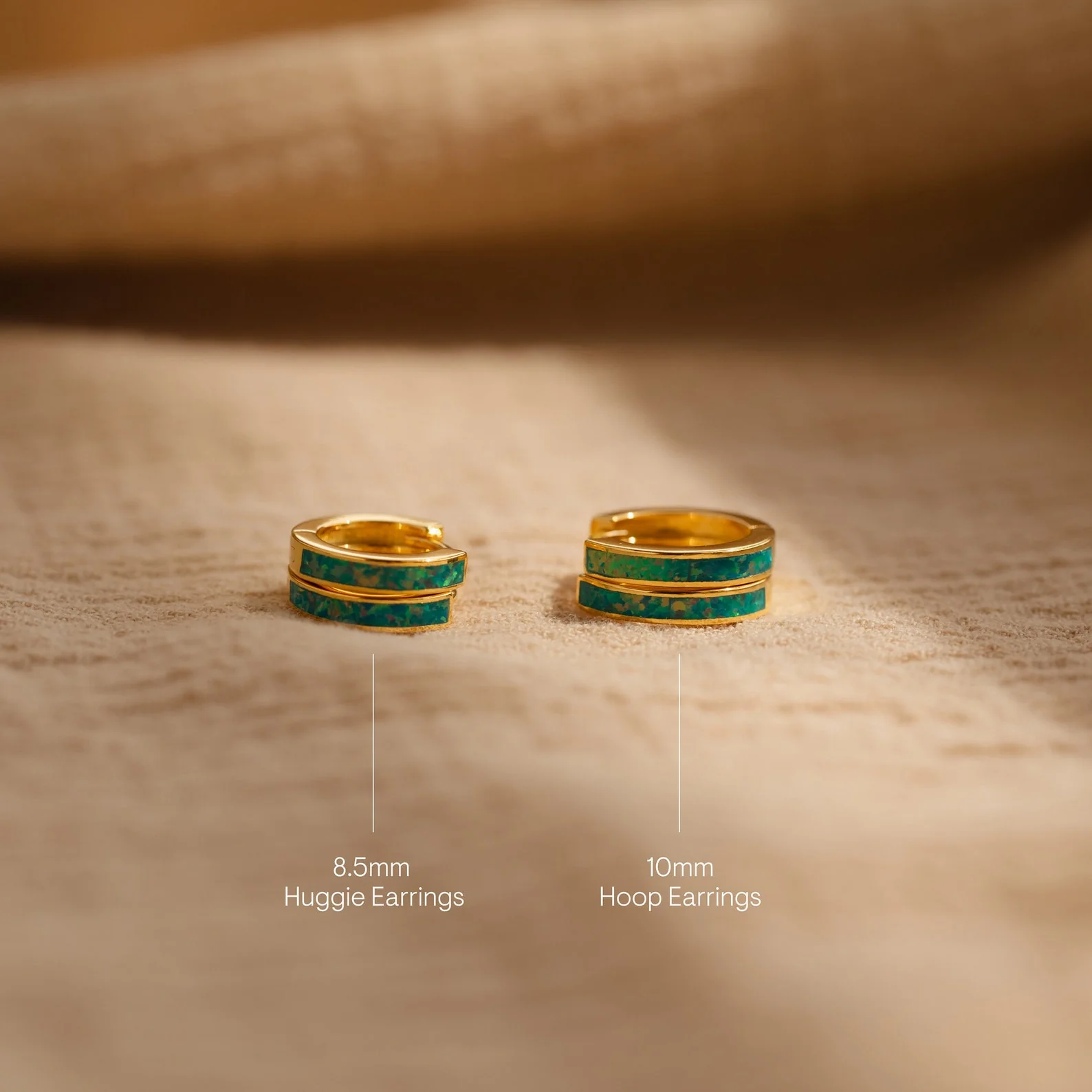 Green Opal Inlay Huggies - Image 3