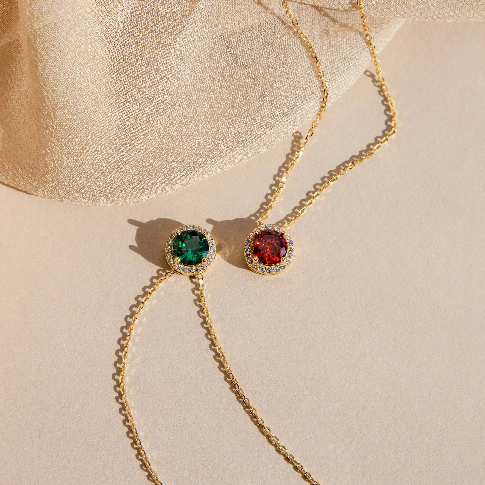 Halo Birthstone Necklace - Image 5