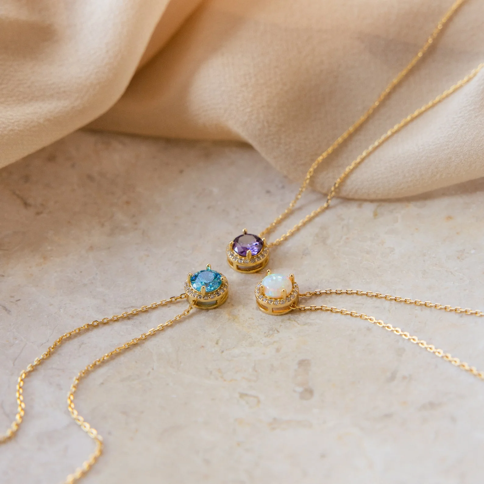 Halo Birthstone Necklace - Image 6
