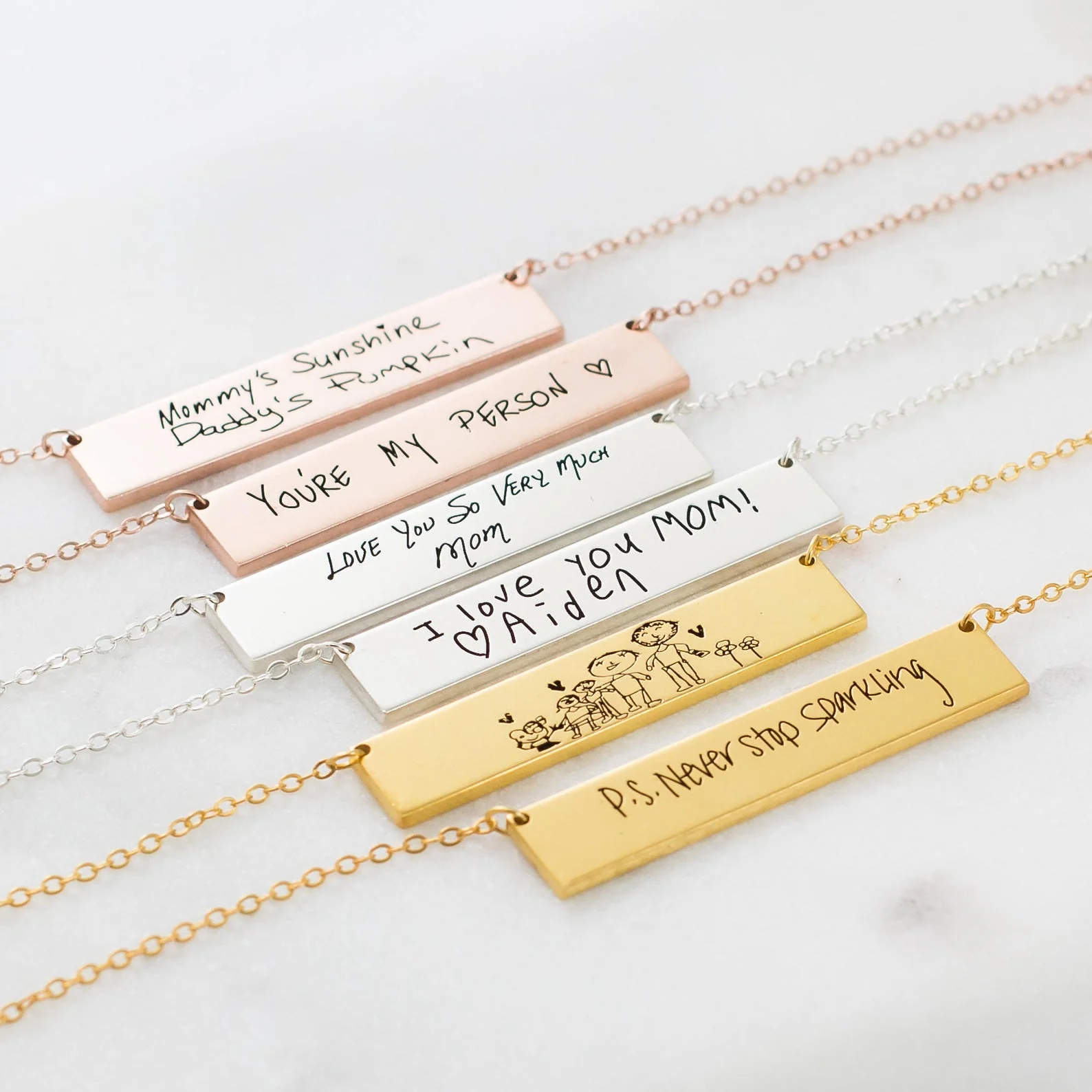 Handwriting Bar Necklace in 18K Gold - Image 3