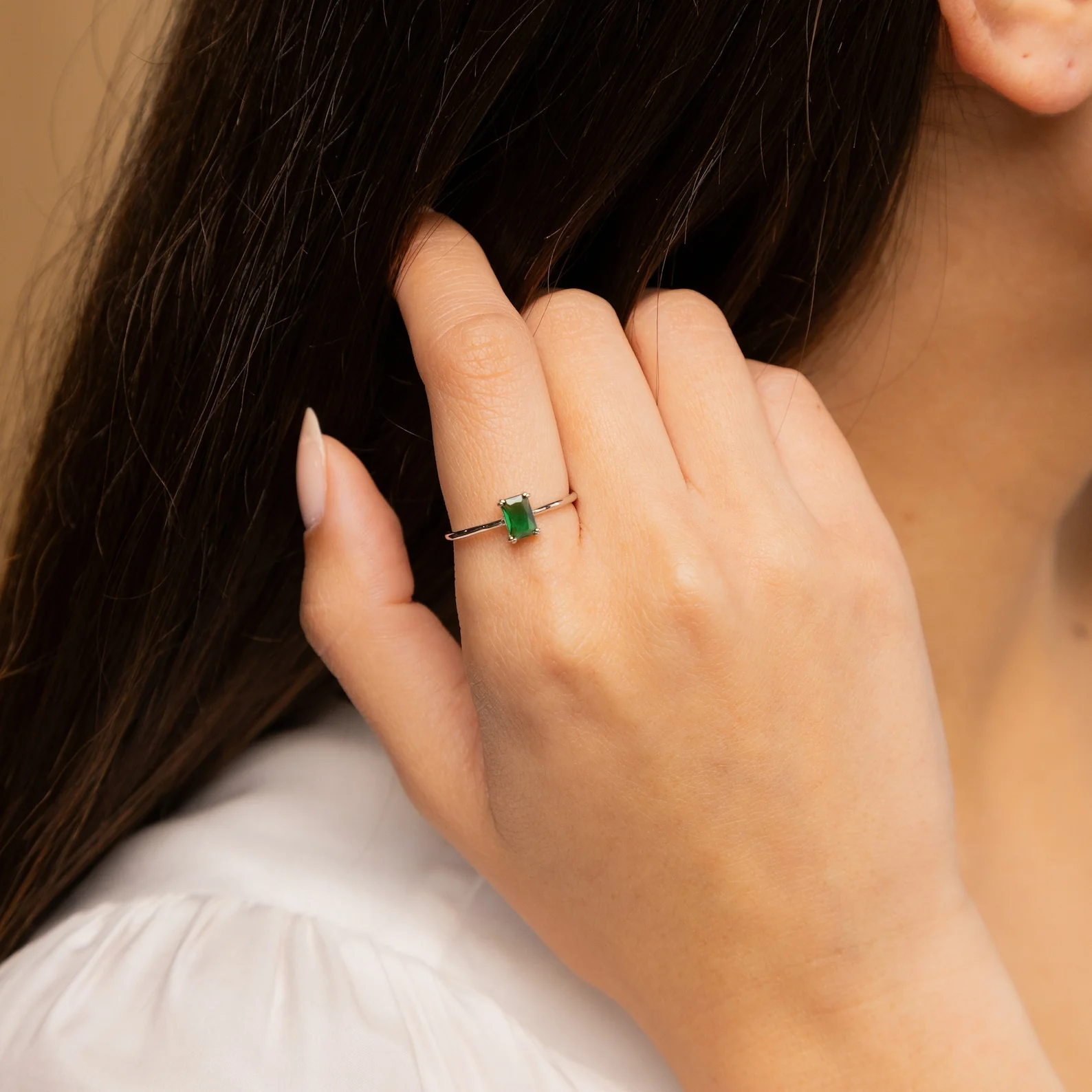 Harley Emerald Ring in Silver - Image 2
