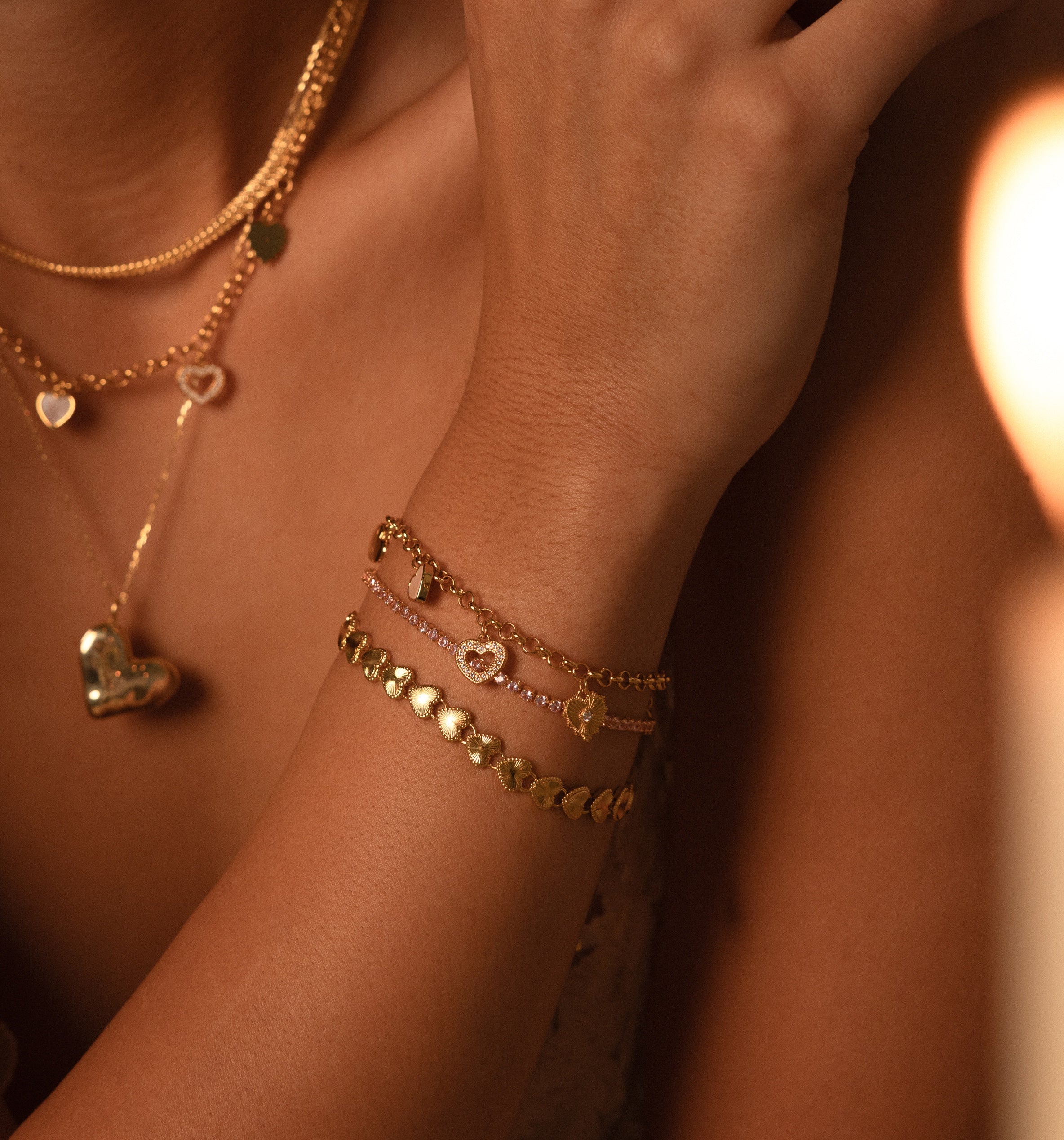Heart Charm Bracelet in 18K Gold - Image 6