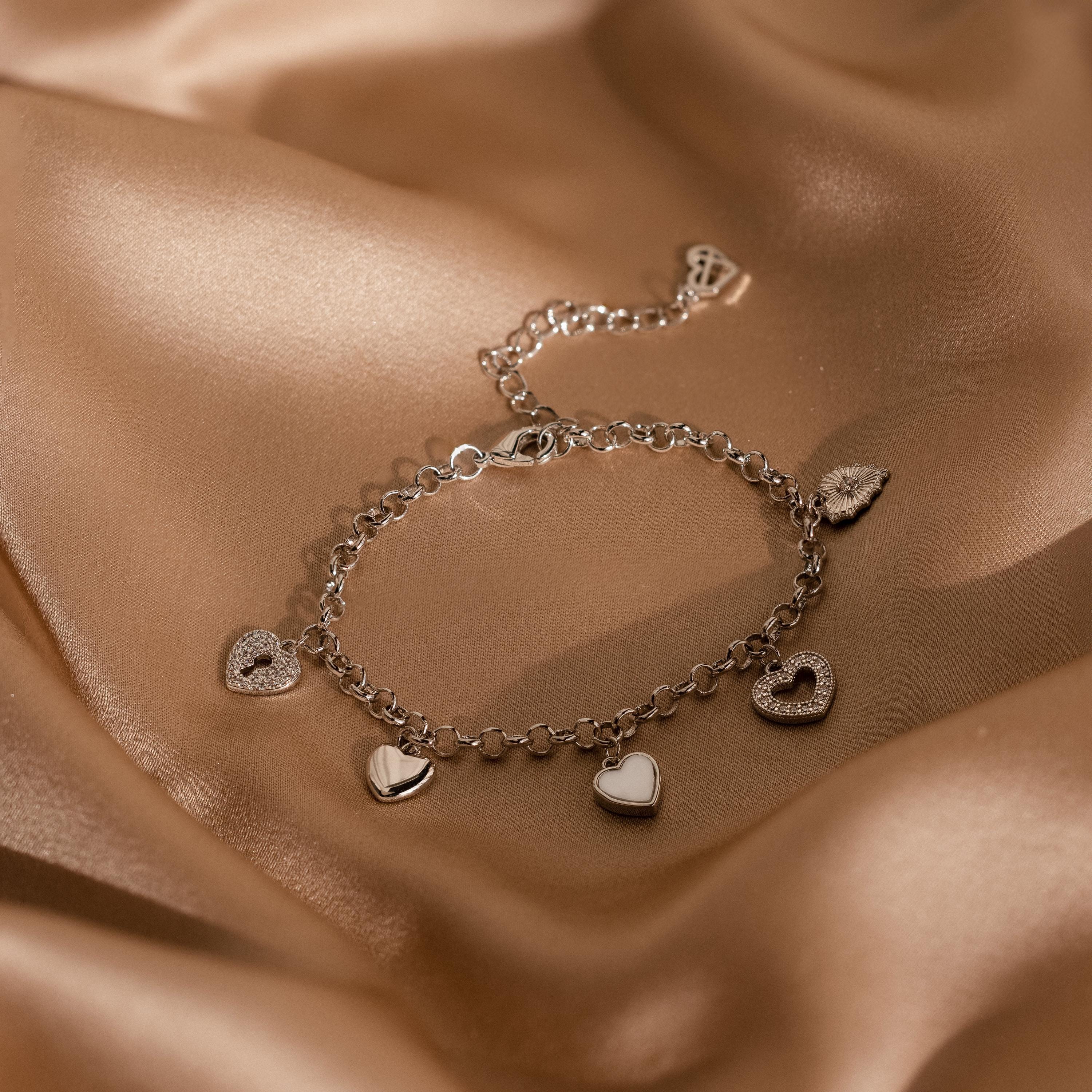 Heart Charm Bracelet in Silver