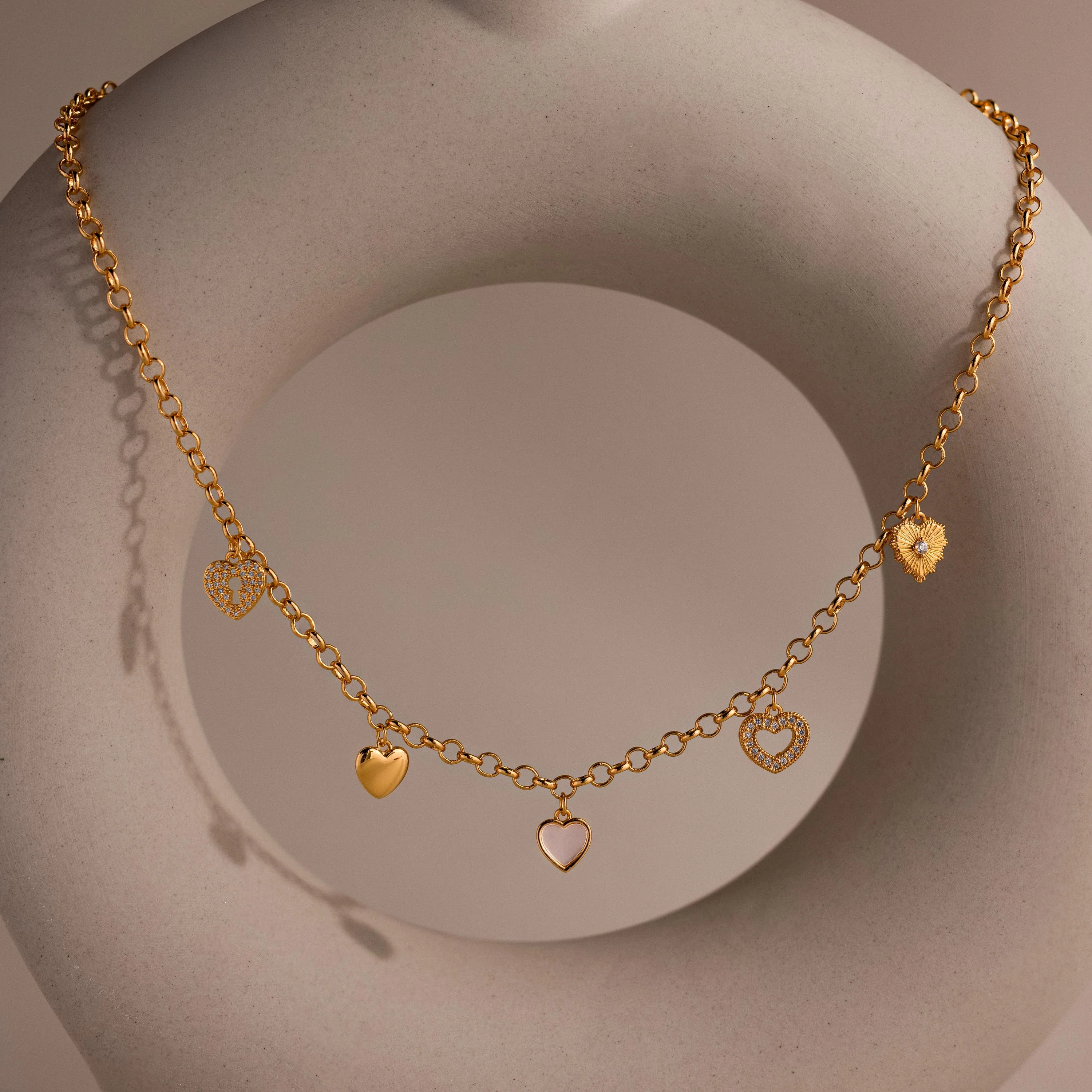 Heart Charm Necklace in 18K Gold