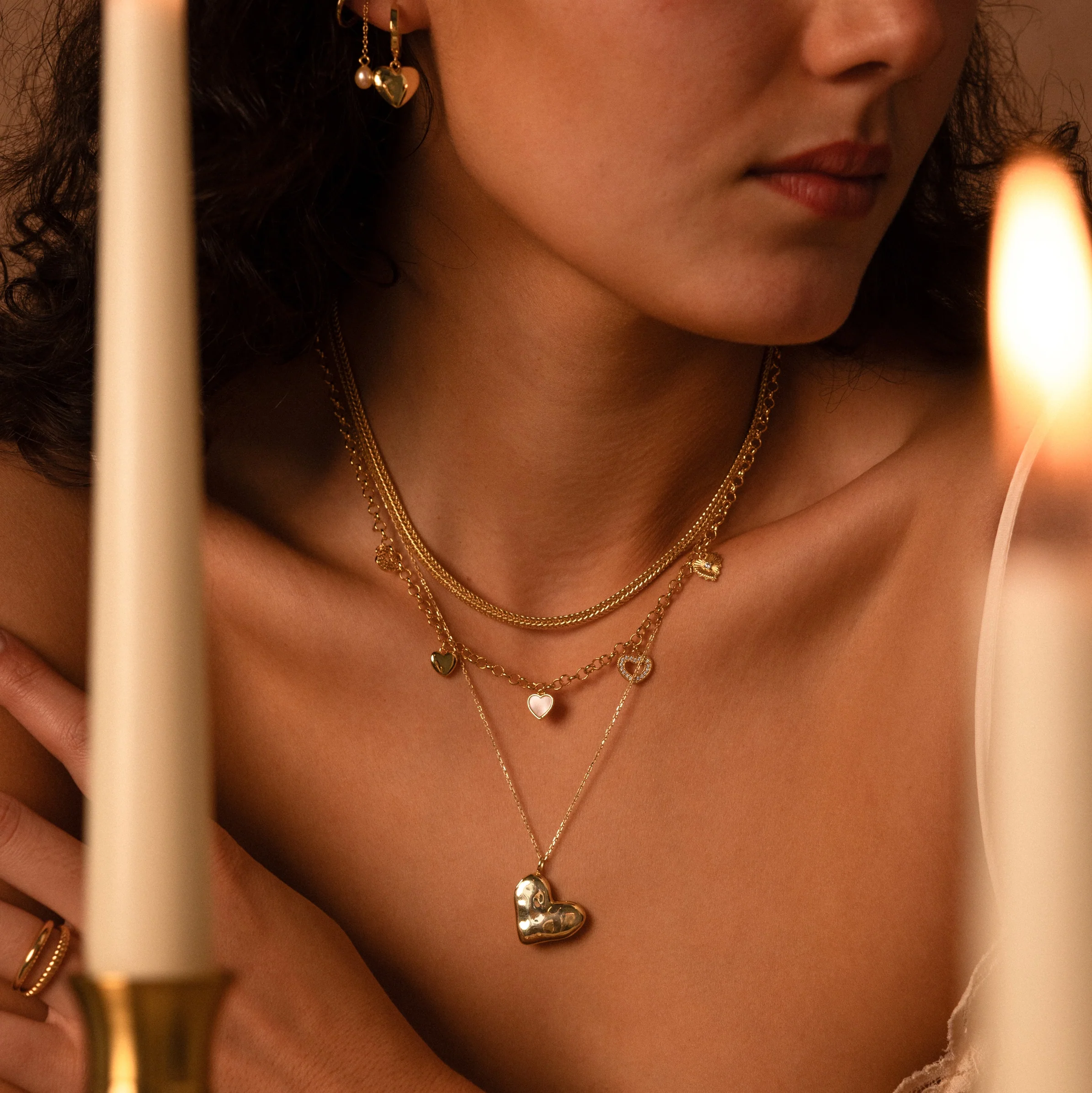 Heart Charm Necklace in 18K Gold - Image 6