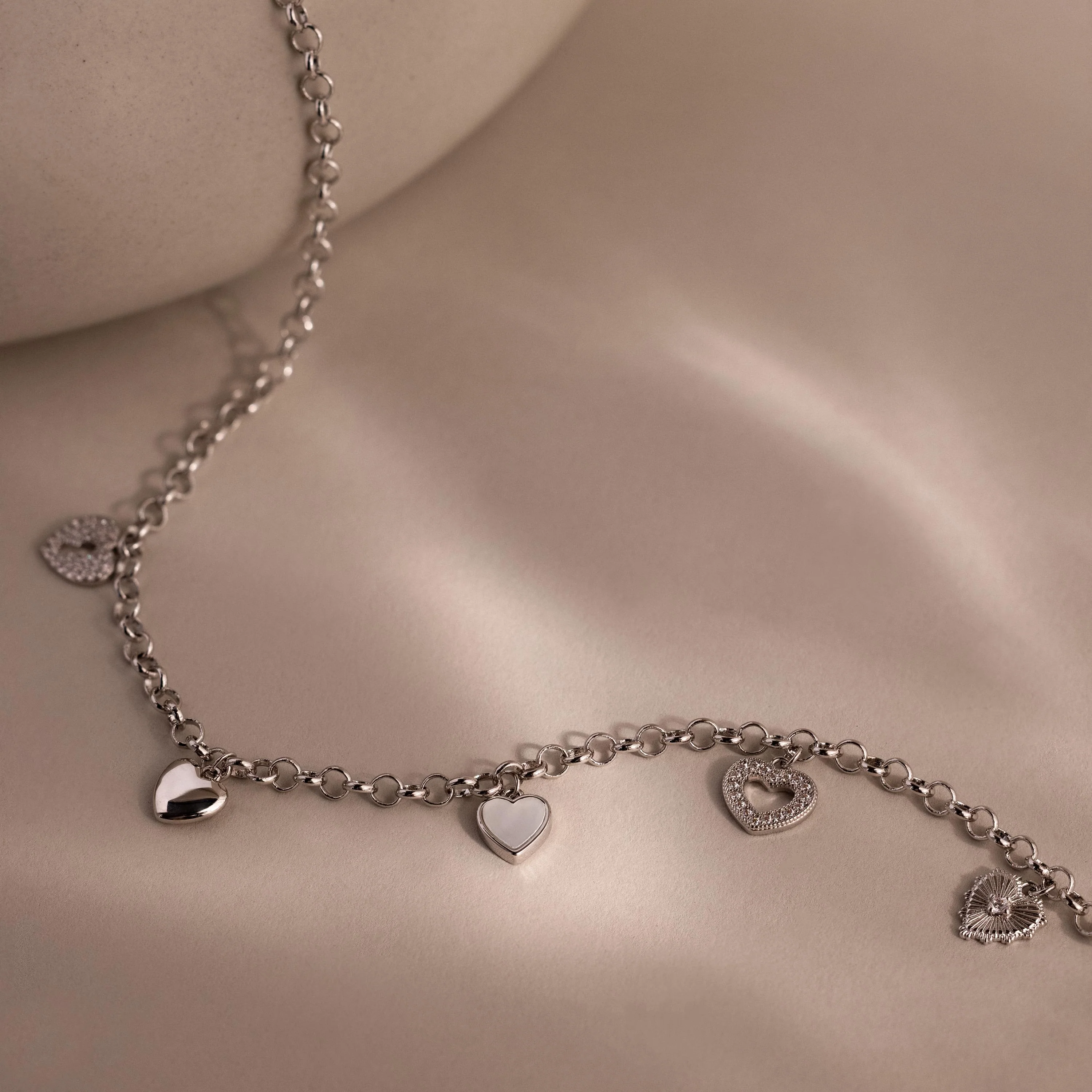 Heart Charm Necklace in Silver - Image 3