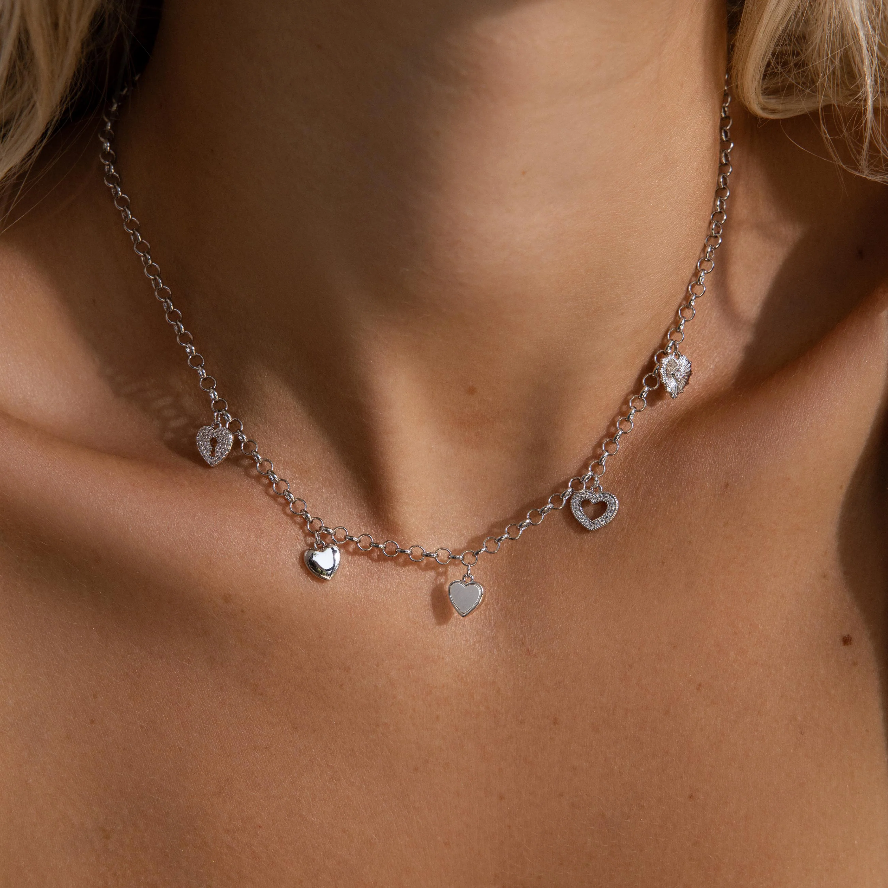 Heart Charm Necklace in Silver - Image 2
