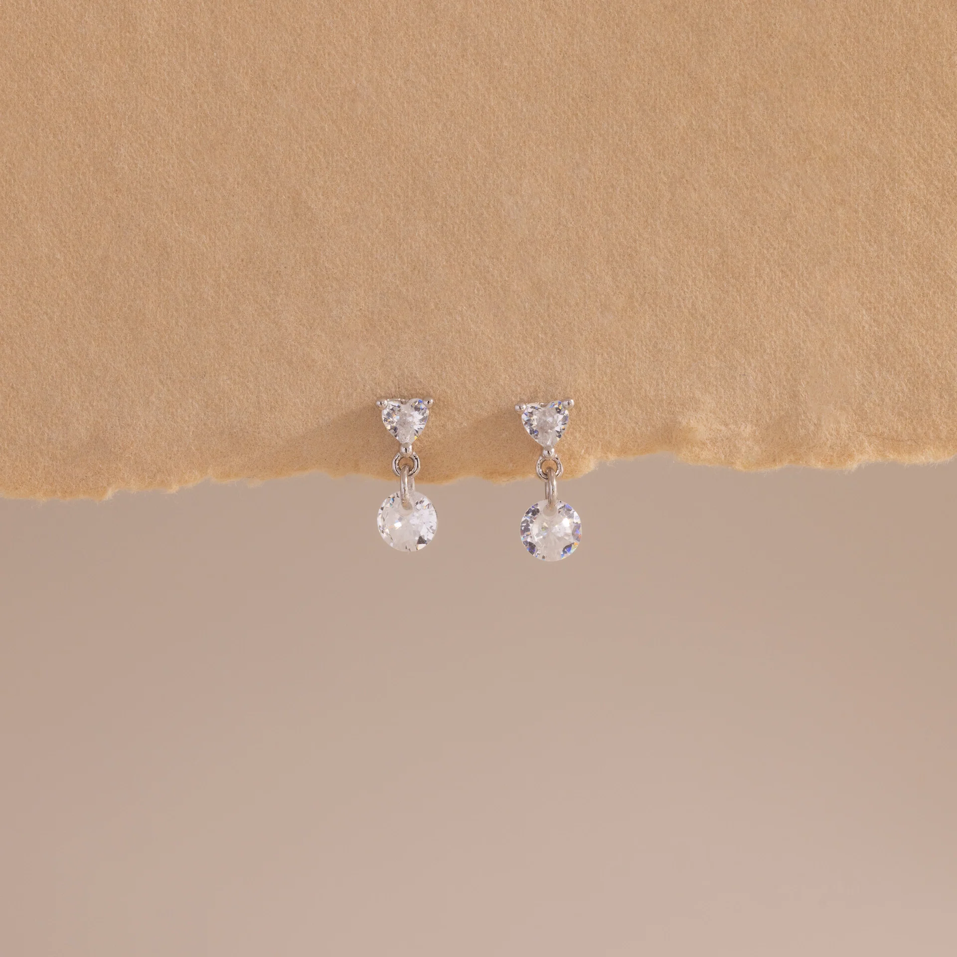 Heart Drop Flatback Studs in Silver