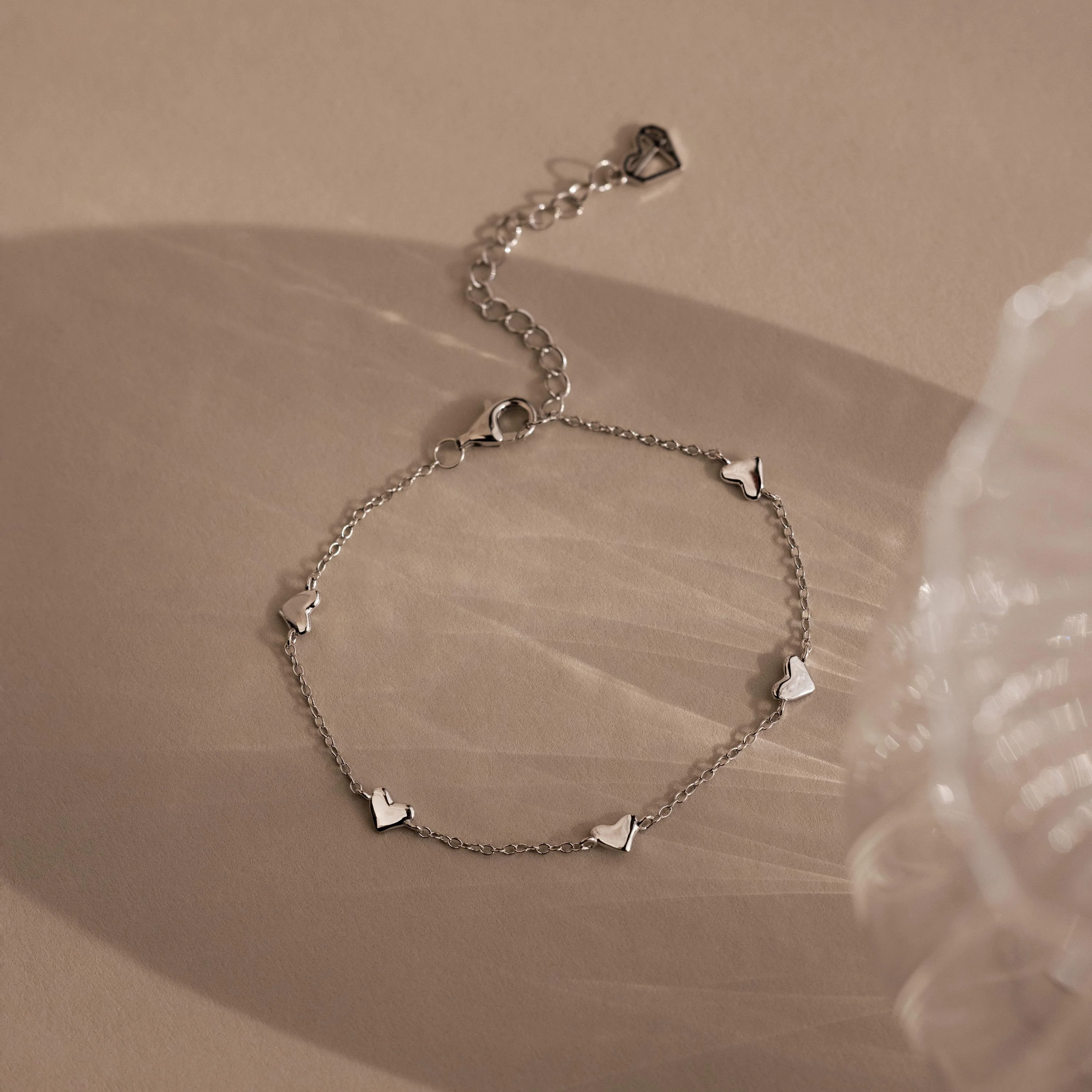 Heart Station Bracelet in Silver