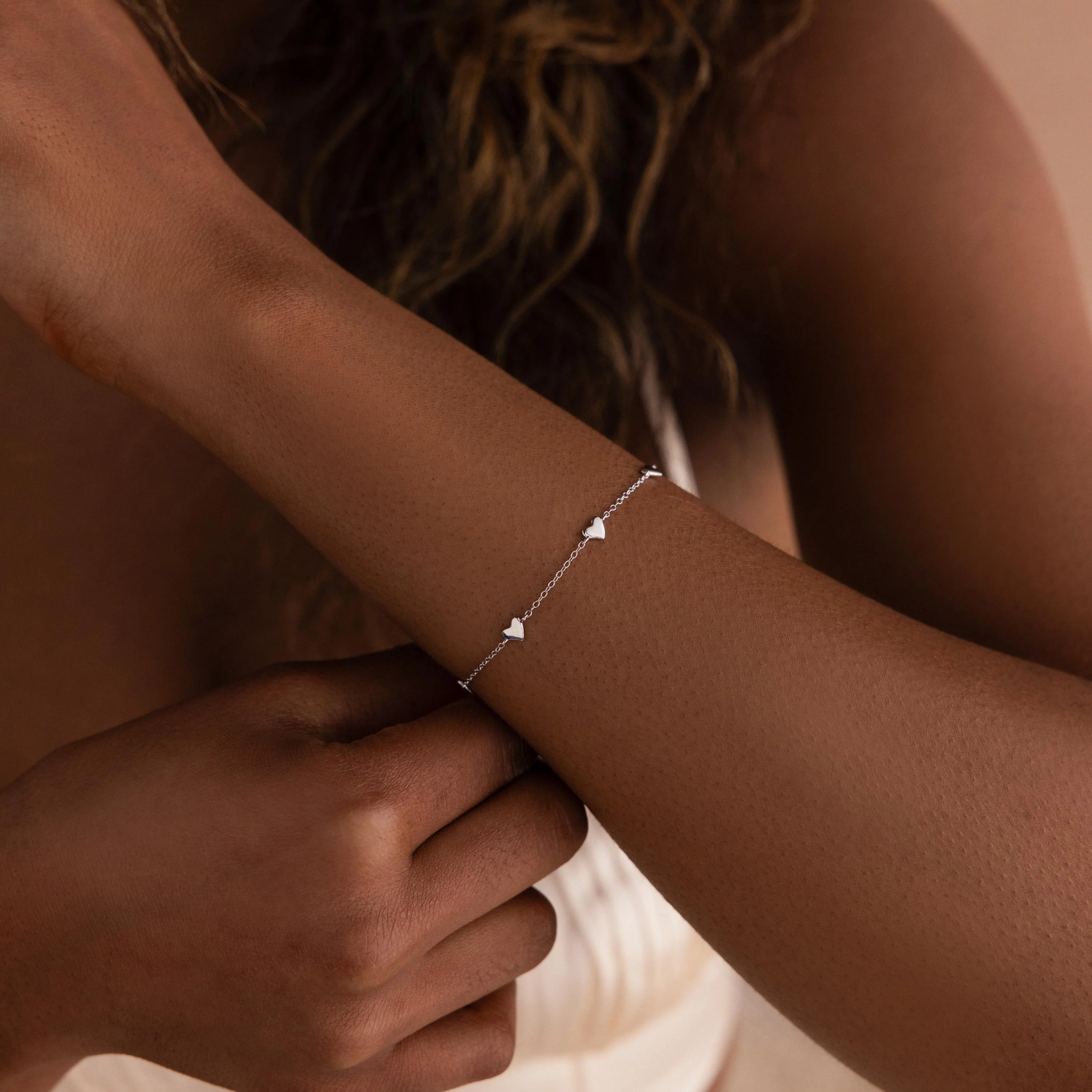 Heart Station Bracelet in Silver - Image 2