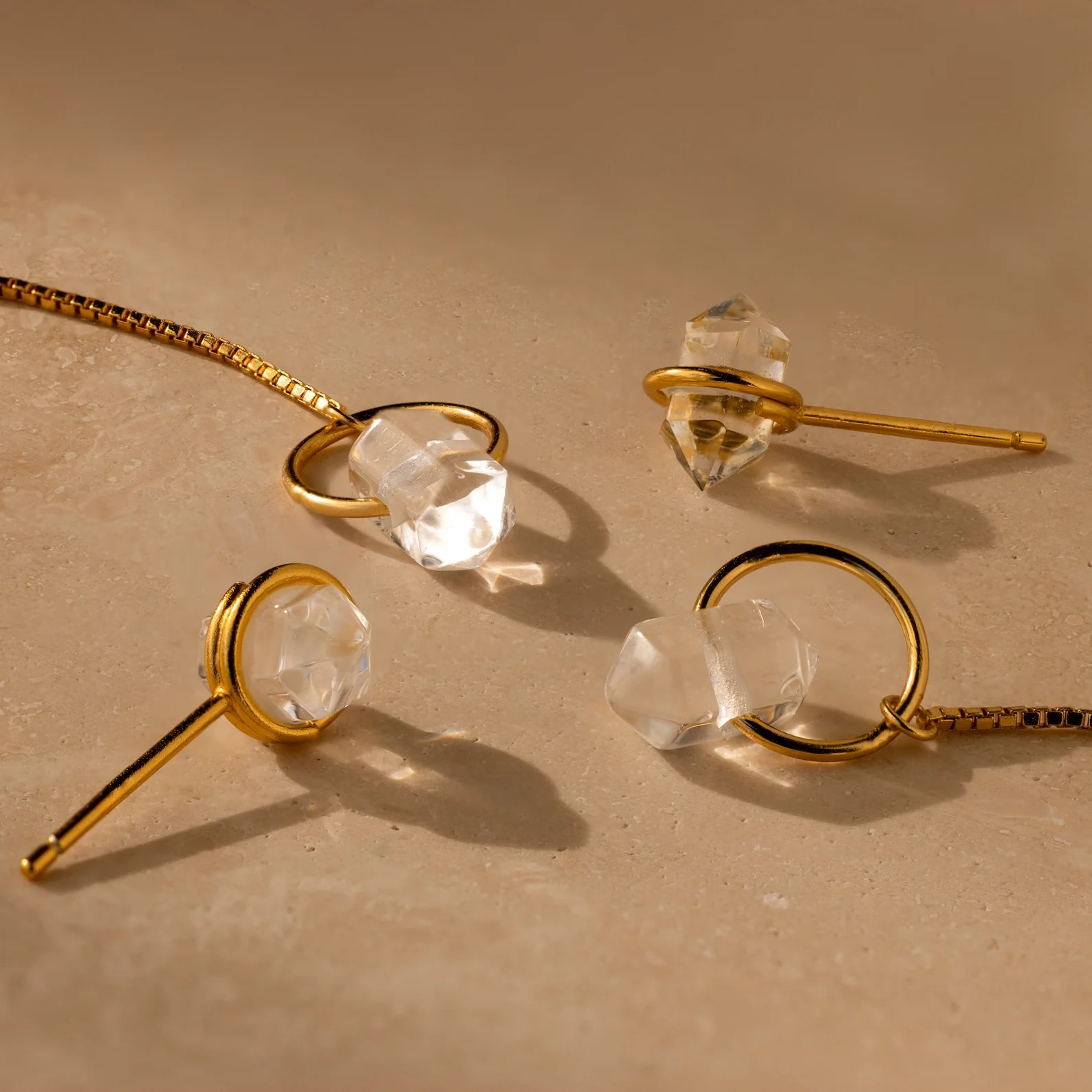 Herkimer Diamond Threader Earrings - Image 5
