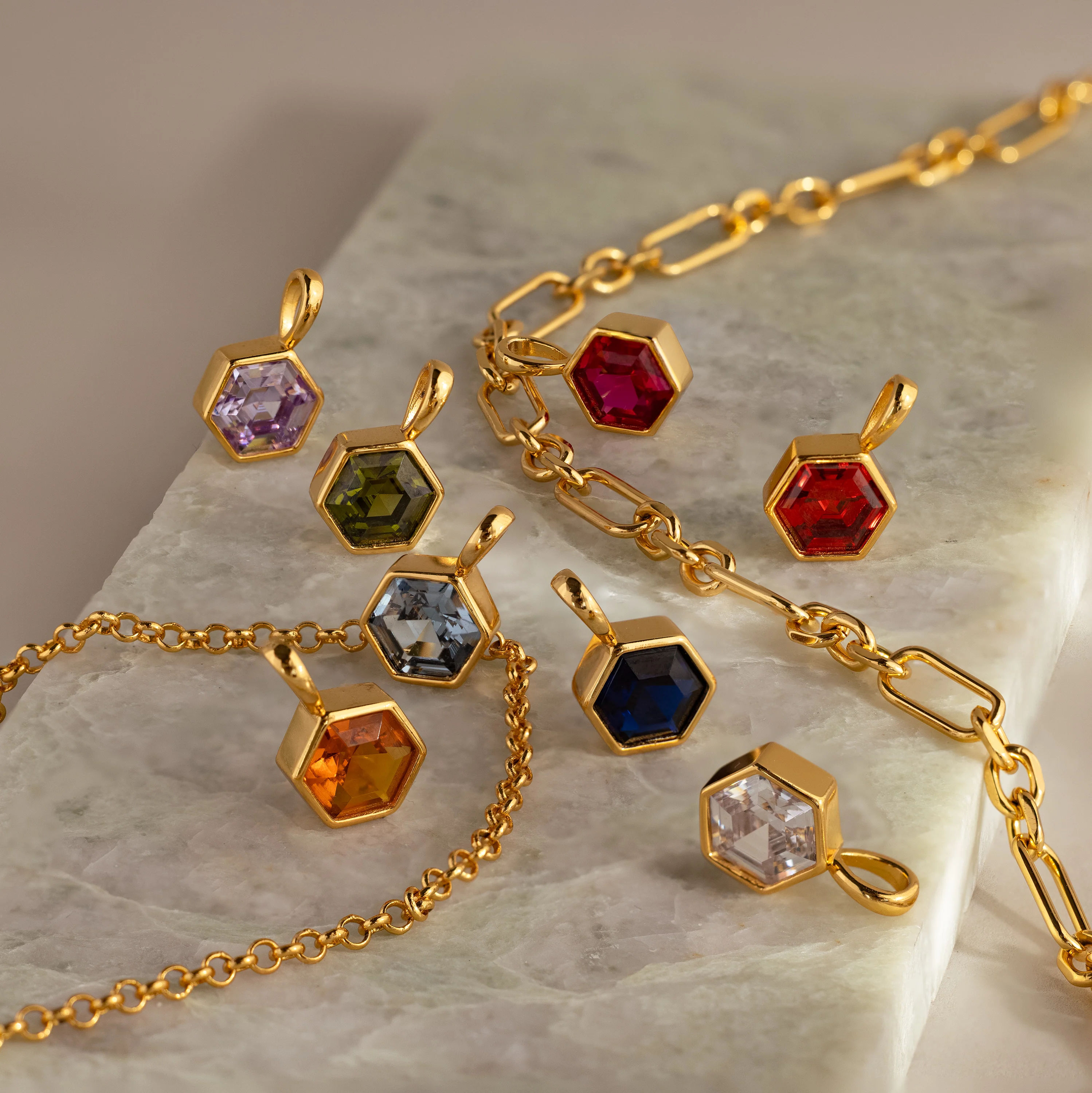Hexagon Garnet Charm - Image 3