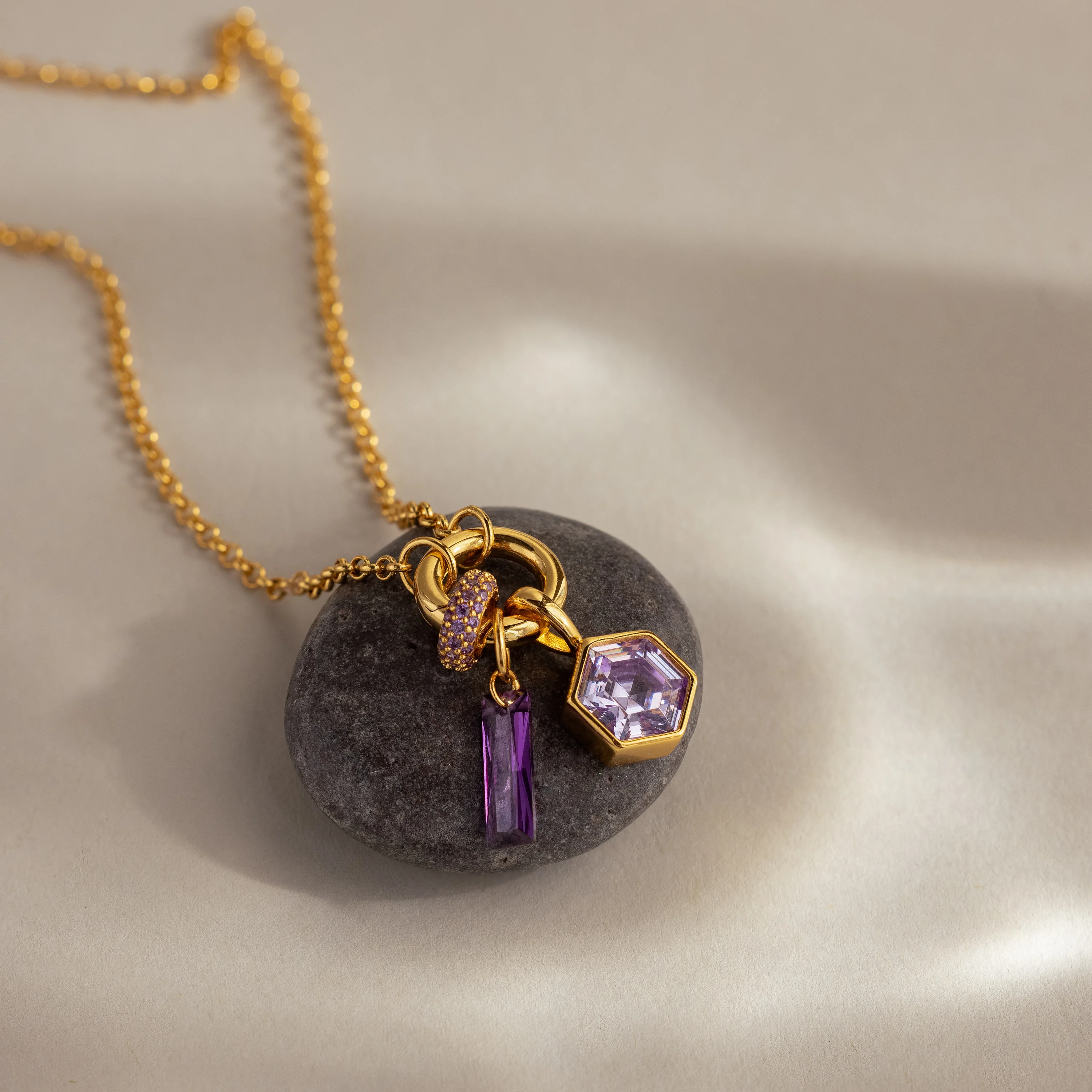 Hexagon Pink Tourmaline Charm - Image 3