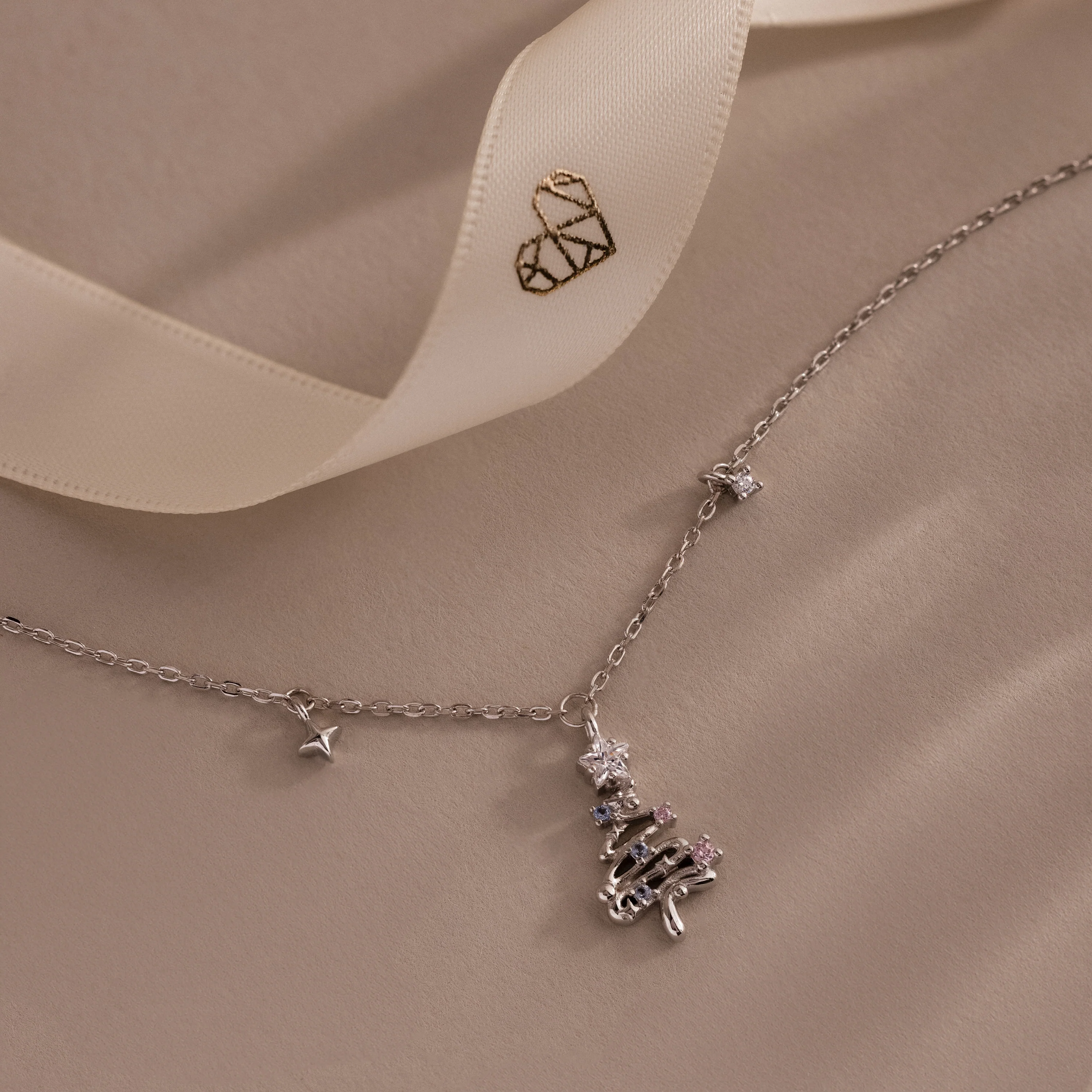 Holiday Diamond Tree Necklace in Silver