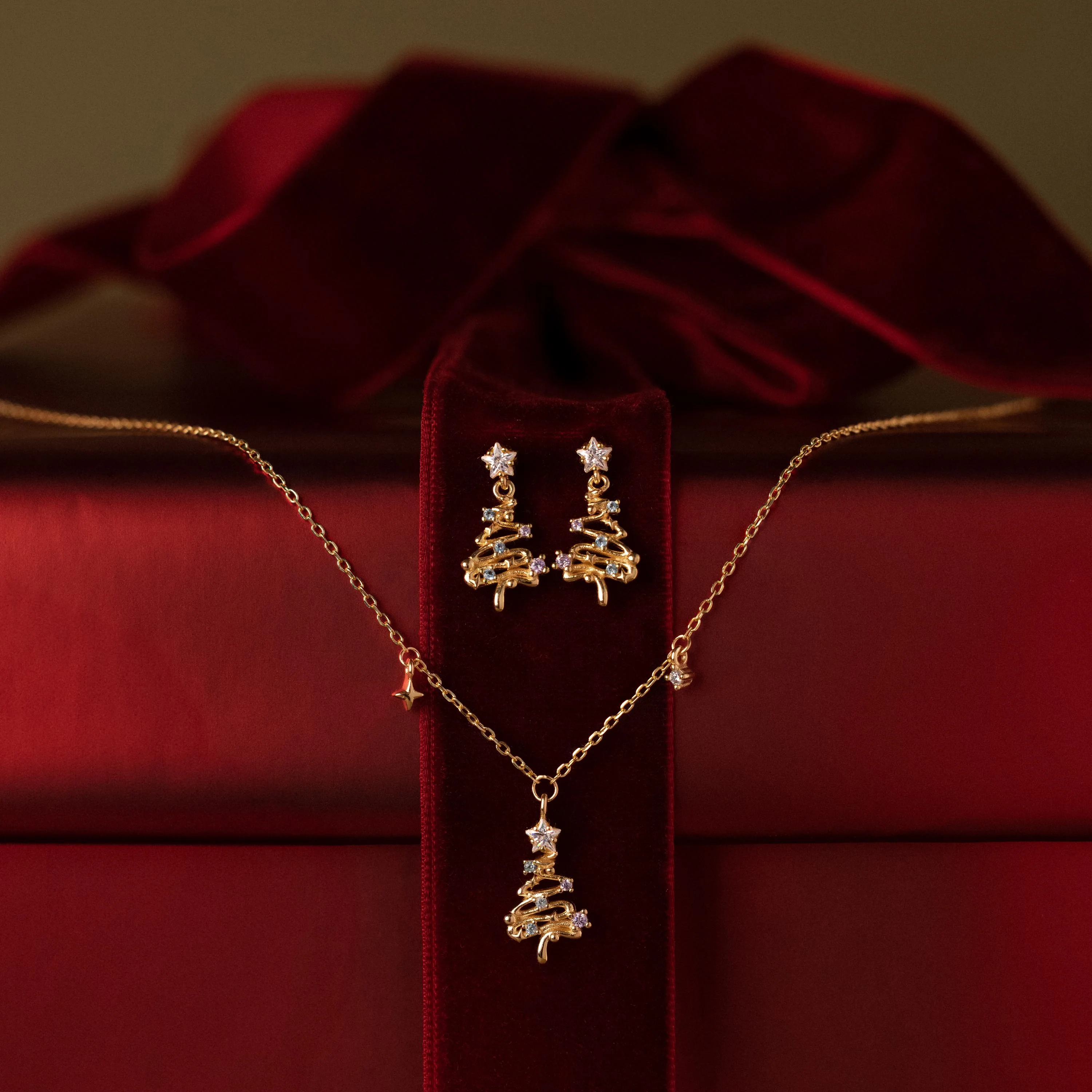 Holiday Diamond Tree Studs in 18K Gold - Image 3