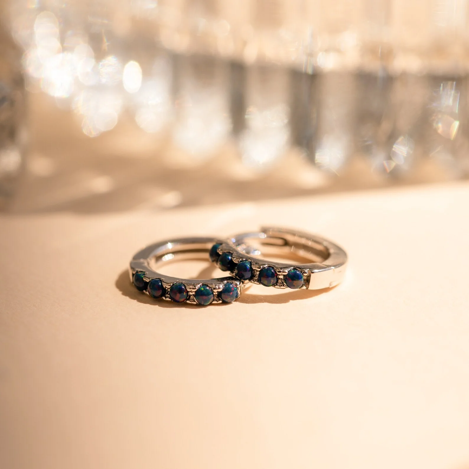 Indigo Blue Opal Huggies - Image 5