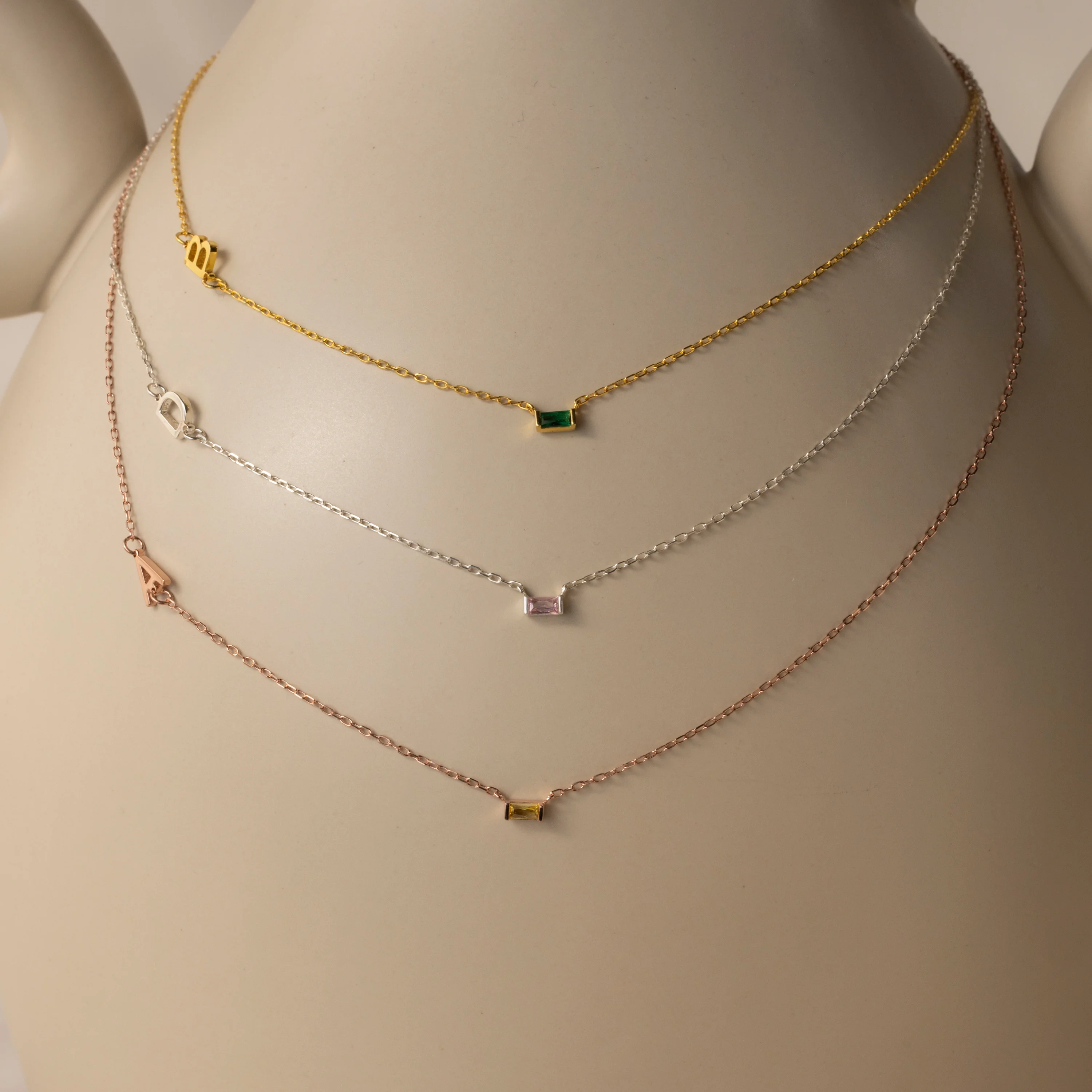 Initial Baguette Birthstone Necklace - Image 5