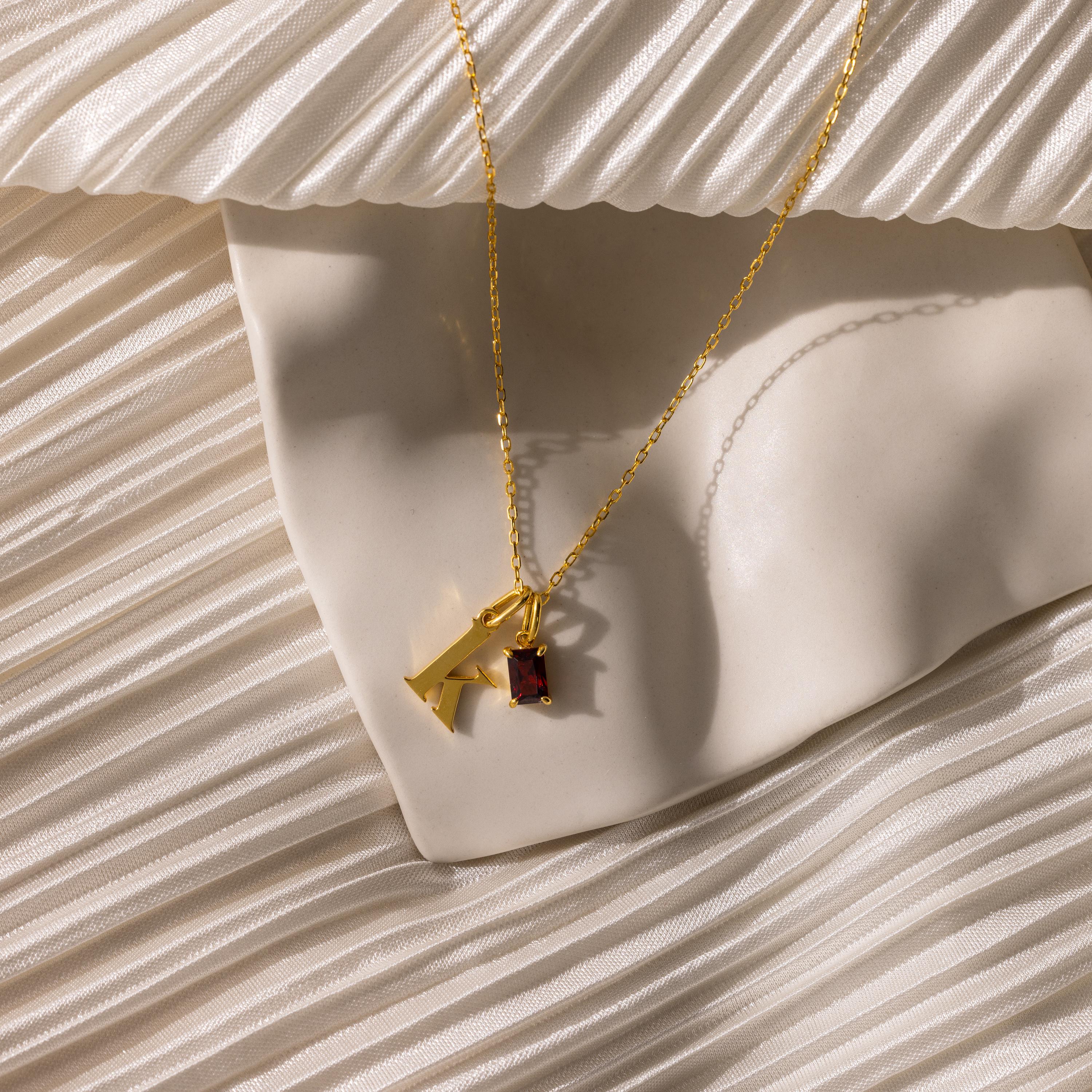 Initial Birthstone Charm Necklace - Image 3