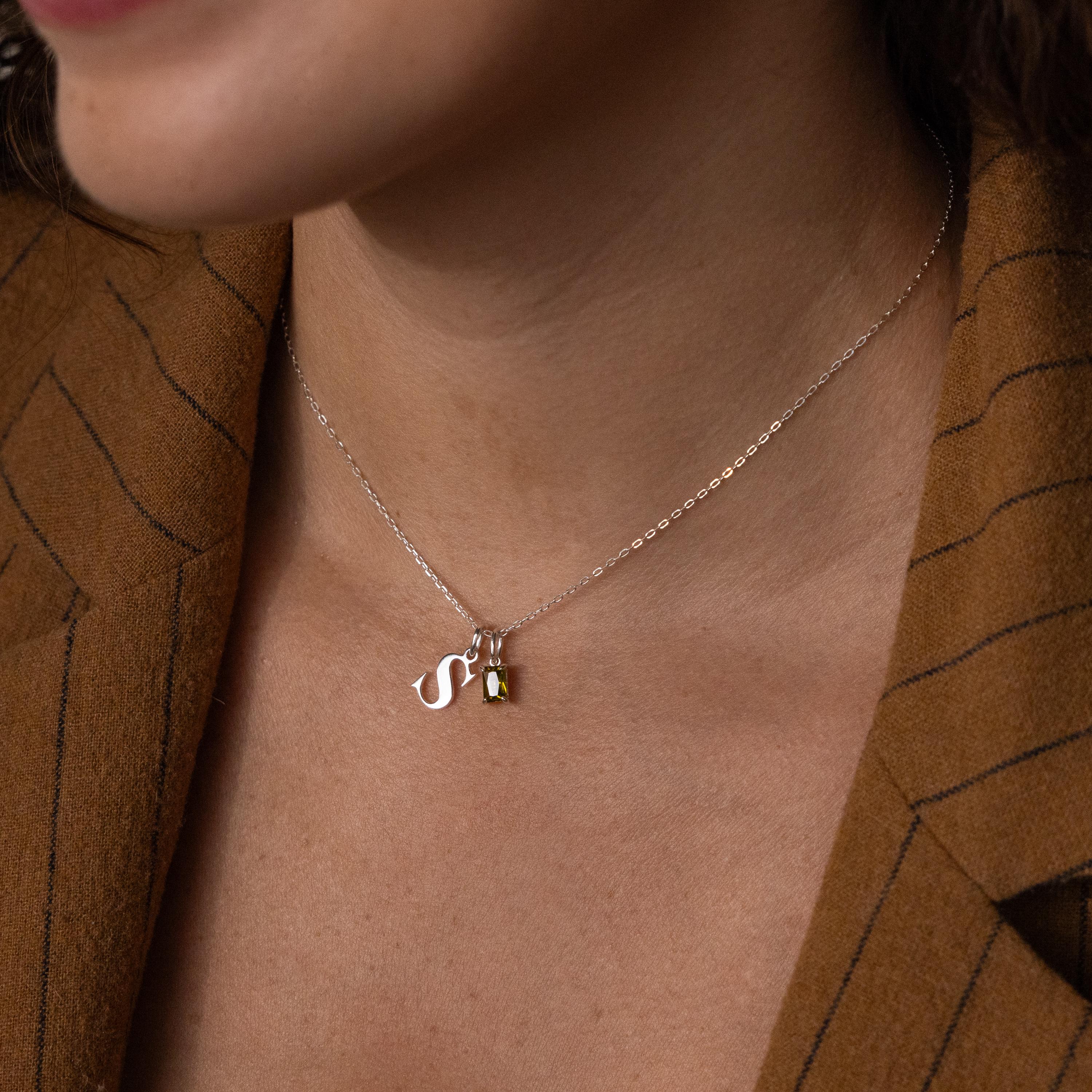 Initial Birthstone Charm Necklace - Image 4