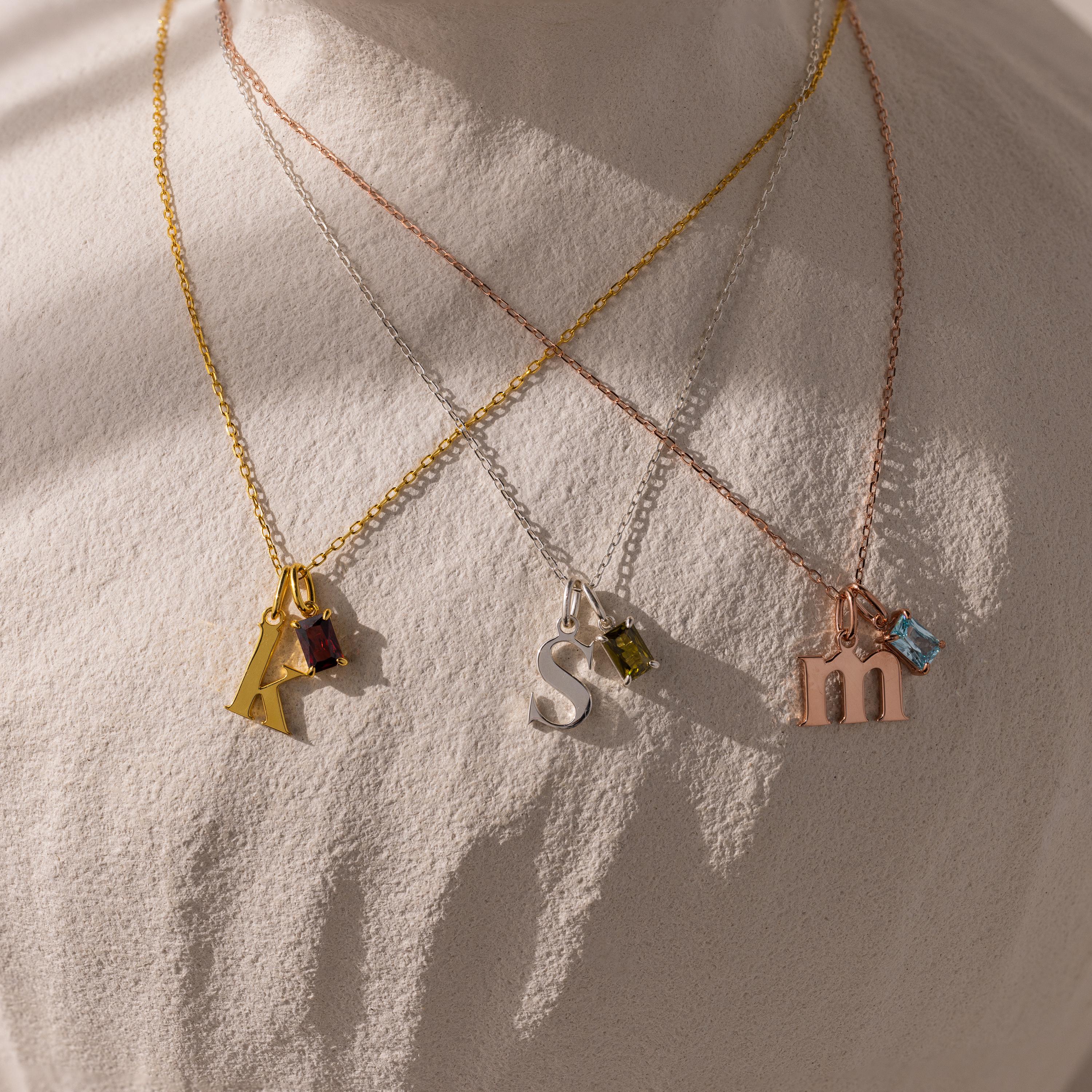 Initial Birthstone Charm Necklace - Image 7