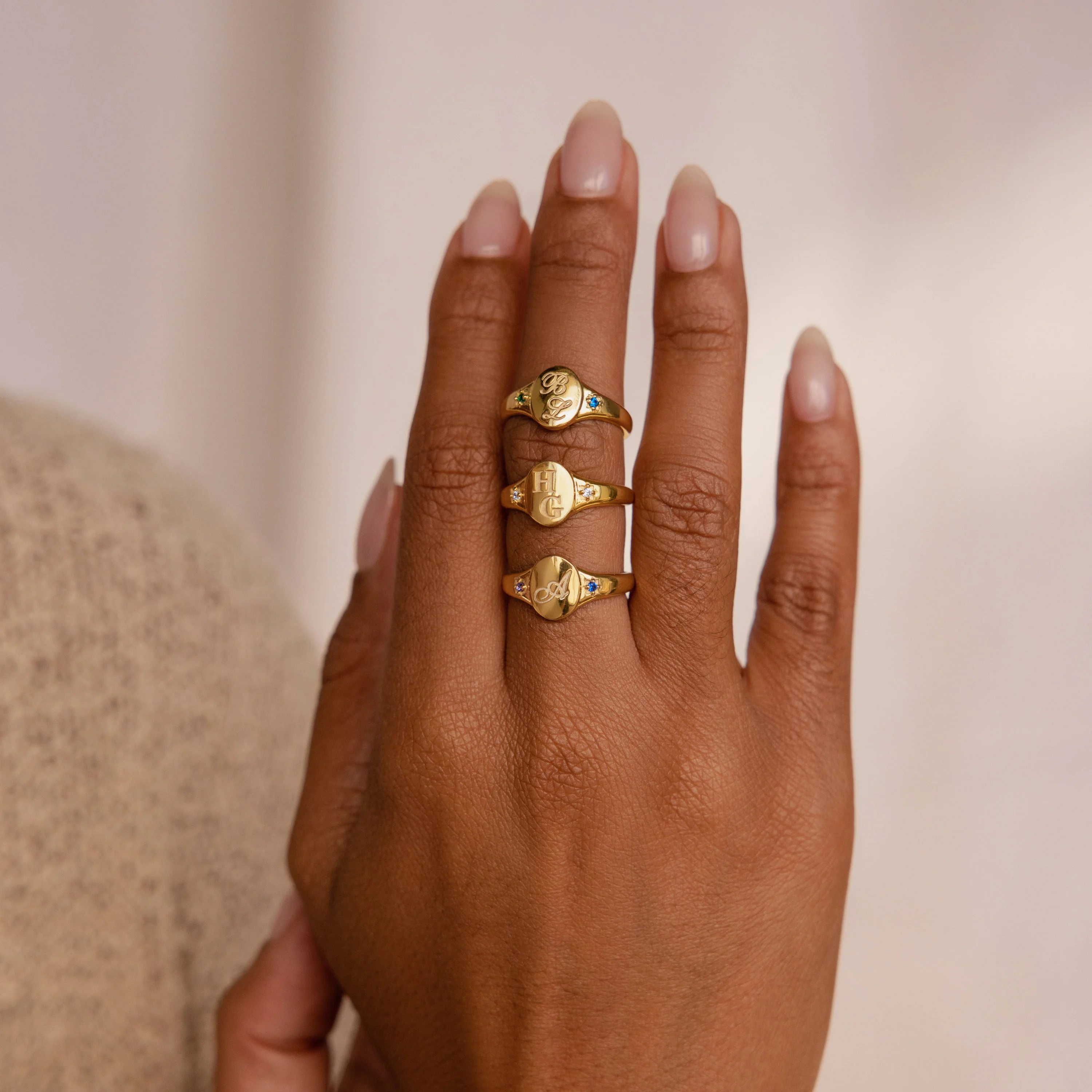 Initial Birthstone Signet Ring - Image 5