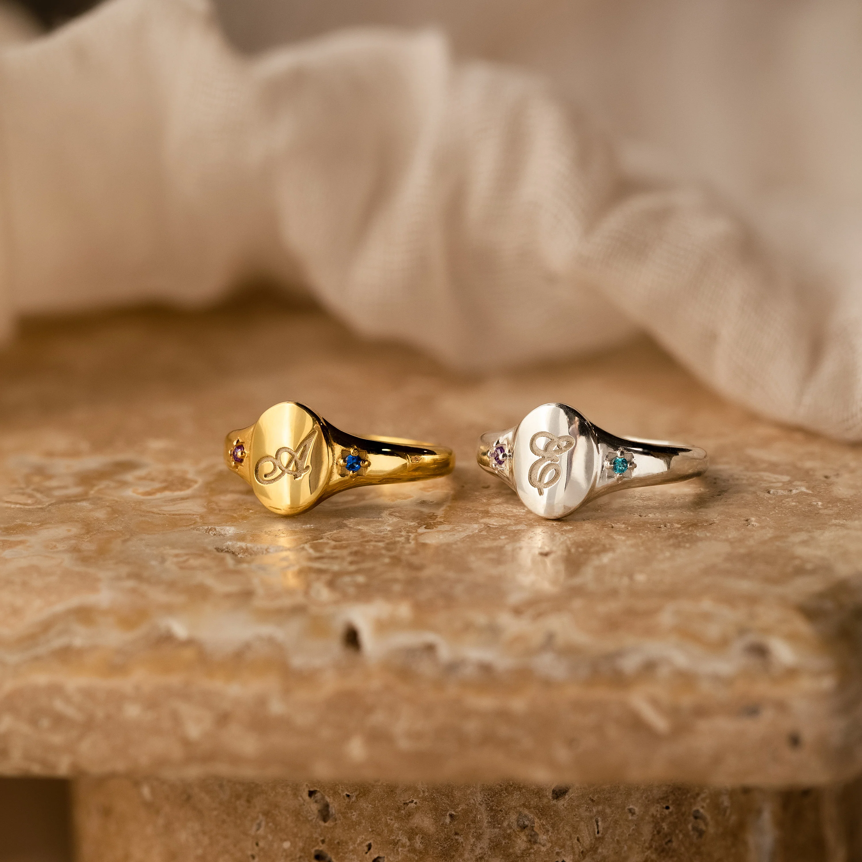 Initial Birthstone Signet Ring - Image 7