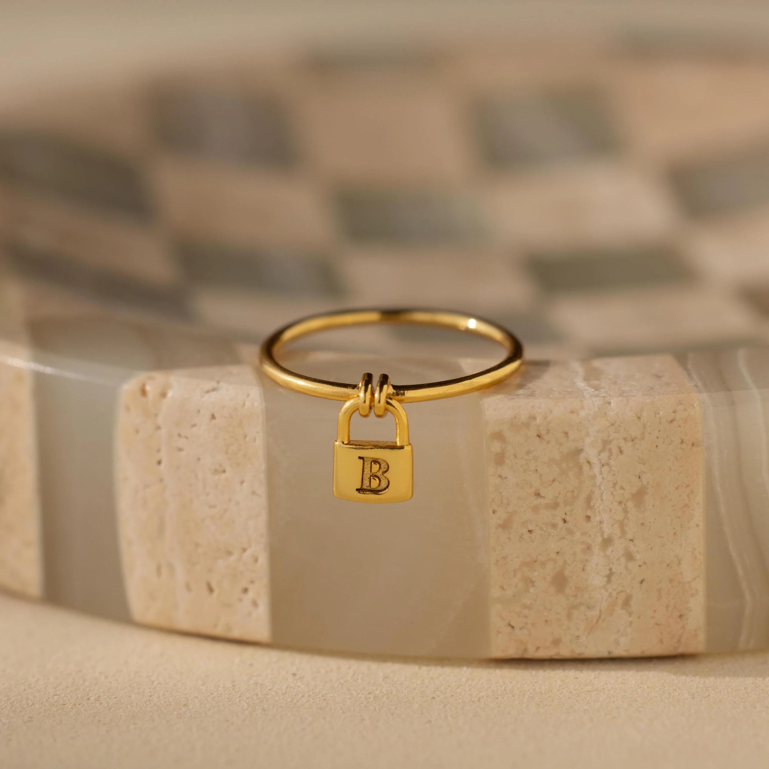 Initial Padlock Drop Ring - Image 2