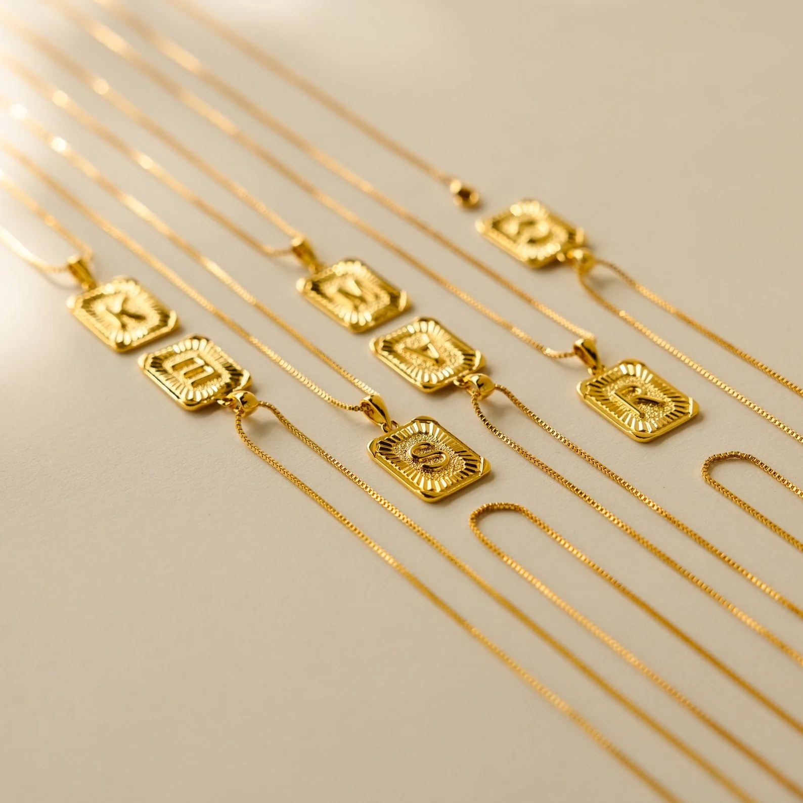 Initial Rectangle Pendant Necklace - Image 5