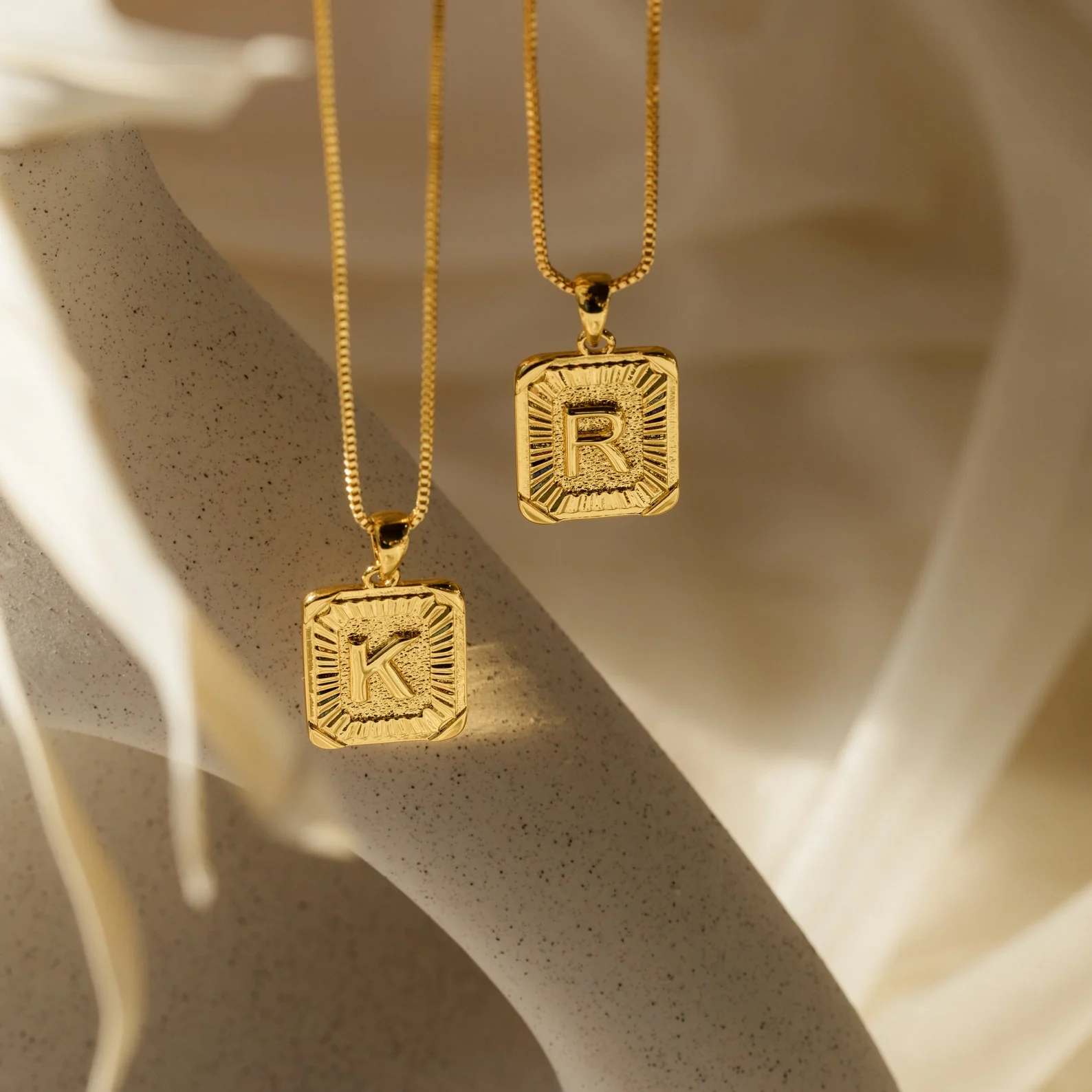 Initial Rectangle Pendant Necklace - Image 6