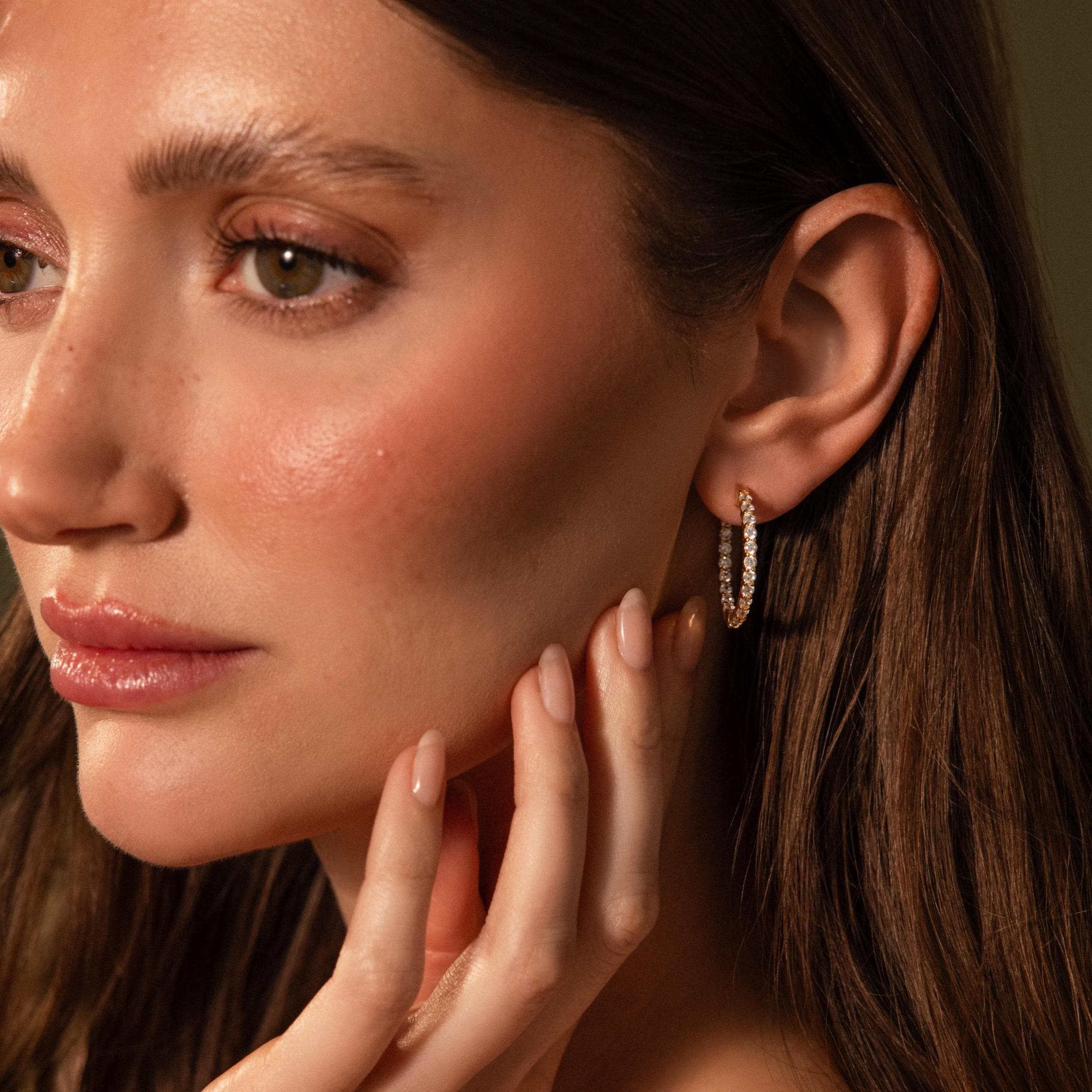 Inside Out Diamond Hoops in 18K Gold - Image 6