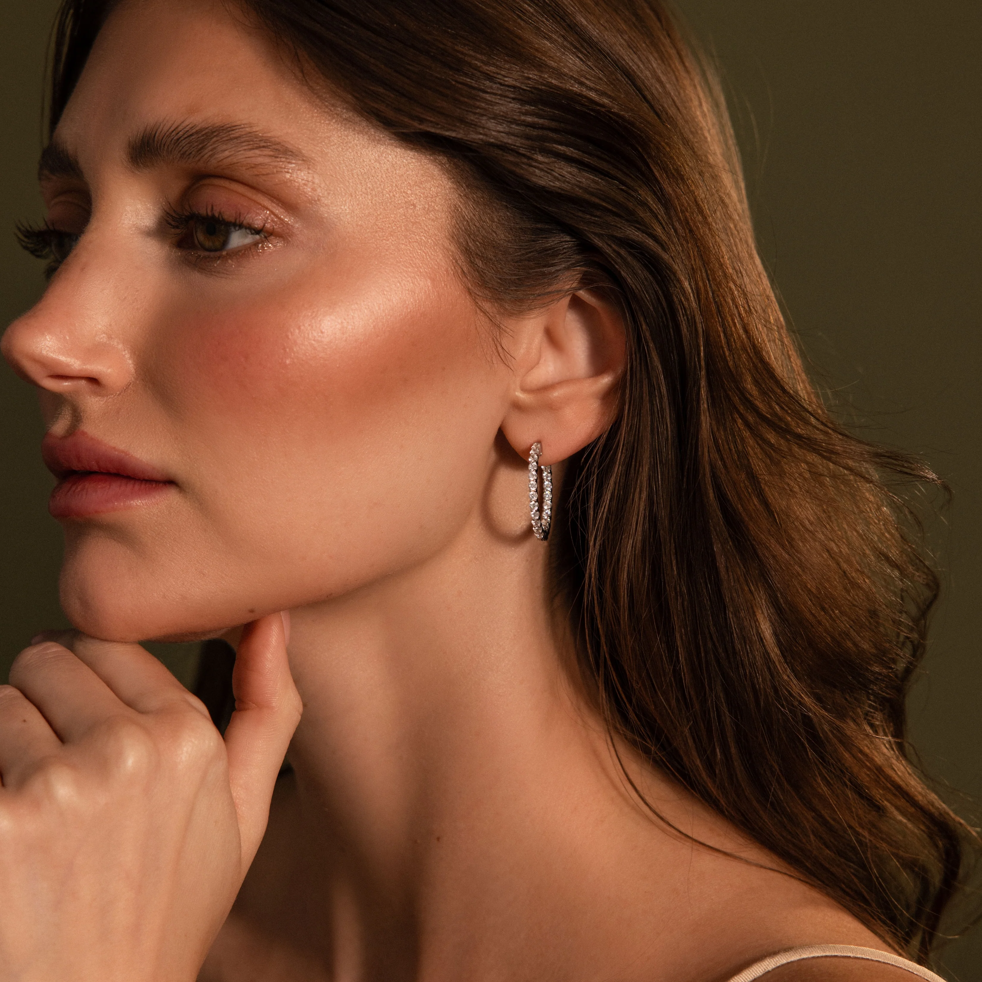 Inside Out Diamond Hoops in Silver - Image 4