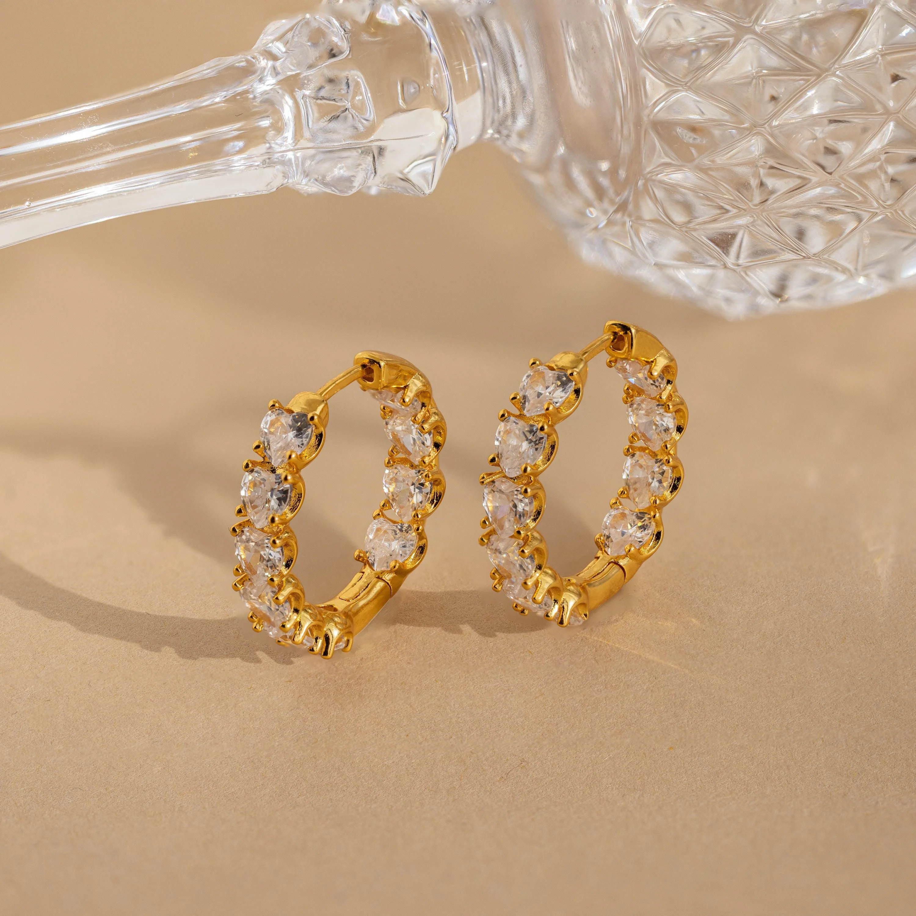 Inside Out Heart Diamond Hoops