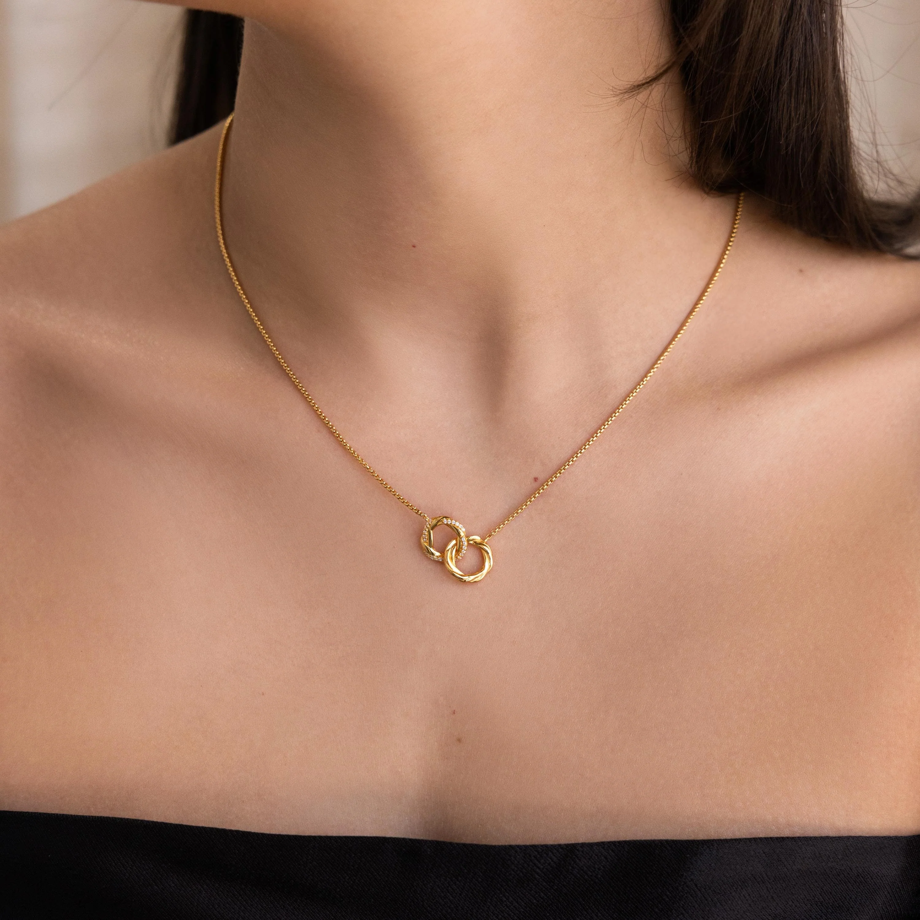 Interlocking Pave Charm Necklace - Image 3