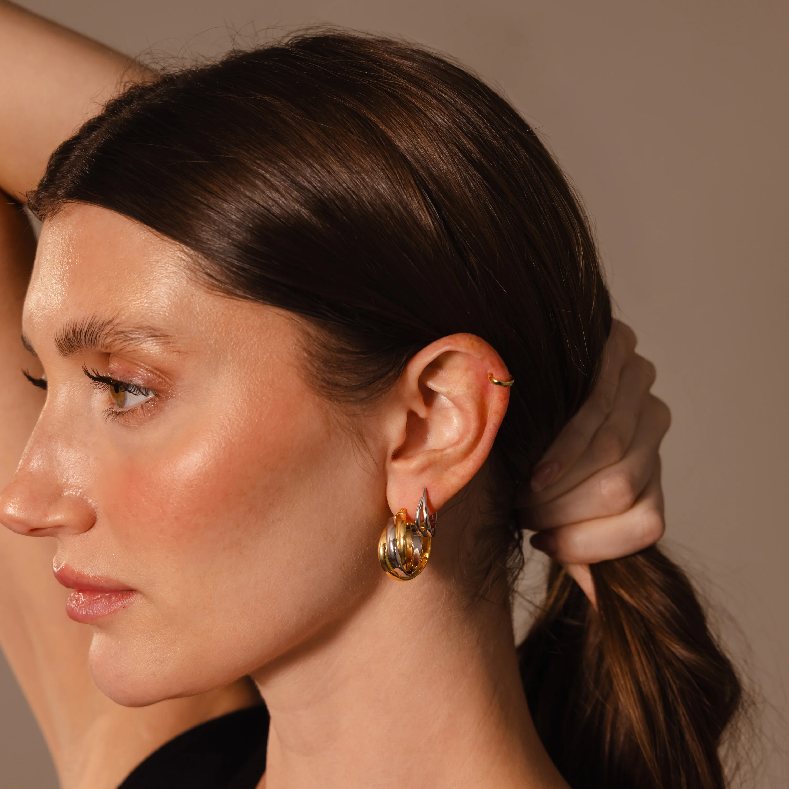 Intertwined Mixed Metal Hoops - Image 6