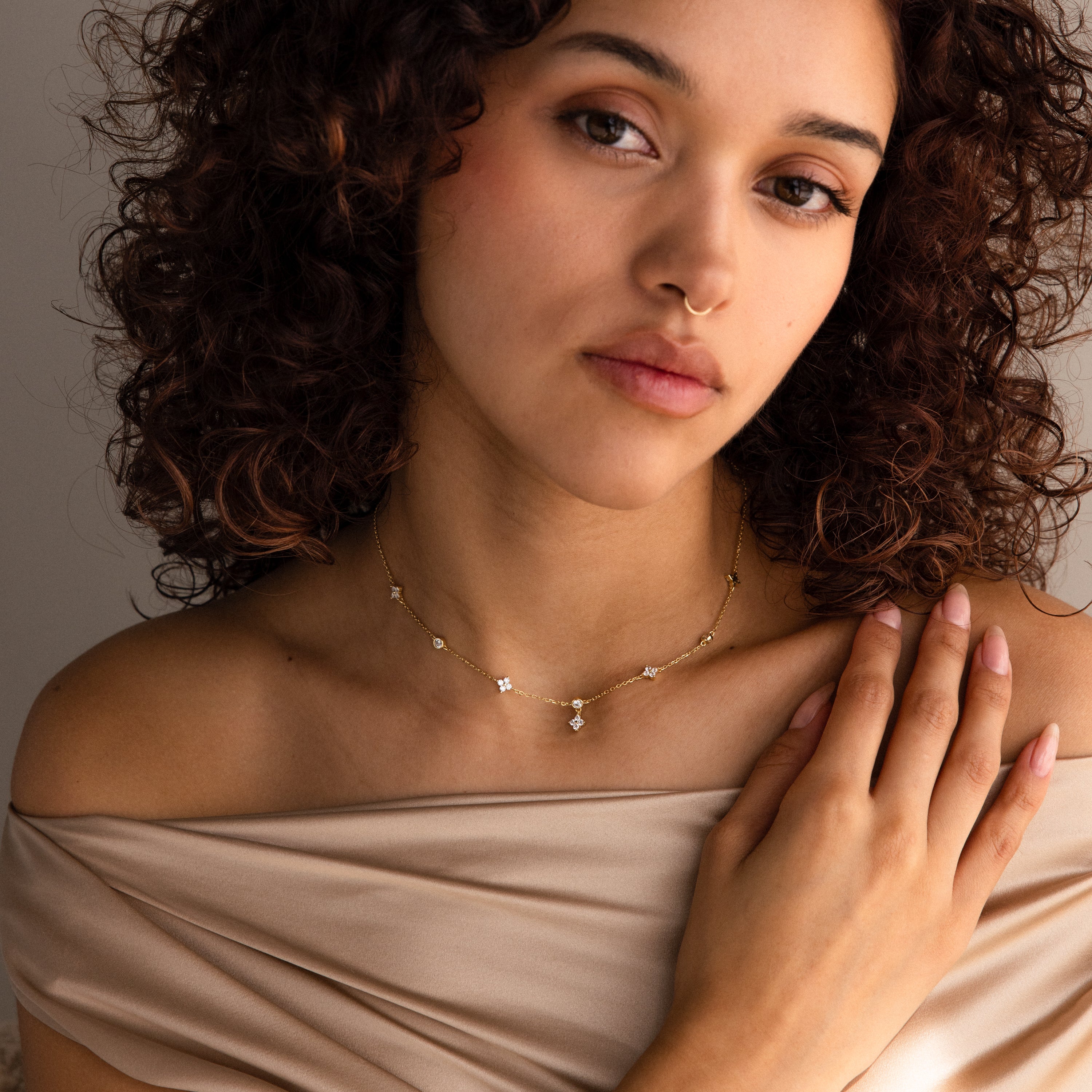 Ivy Diamond Station Necklace in 18K Gold - Image 3
