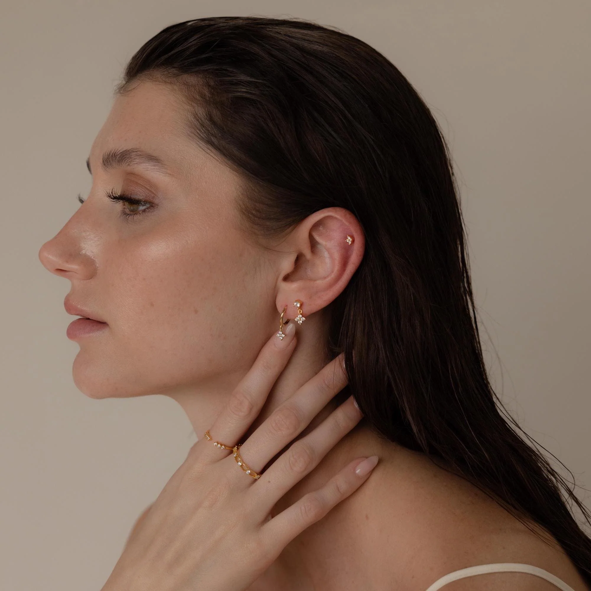 Ivy Flower Flat Back Studs in Silver - Image 3