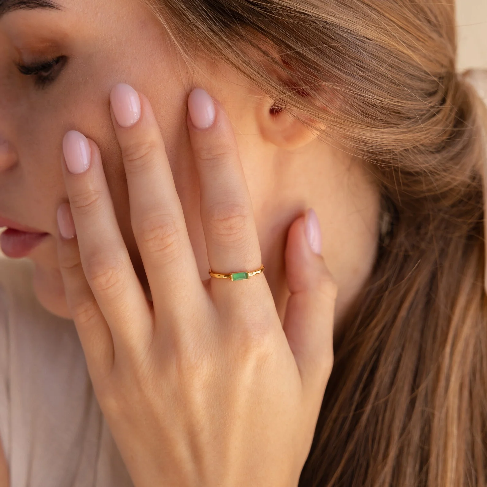 Jade Baguette Ring - Image 2