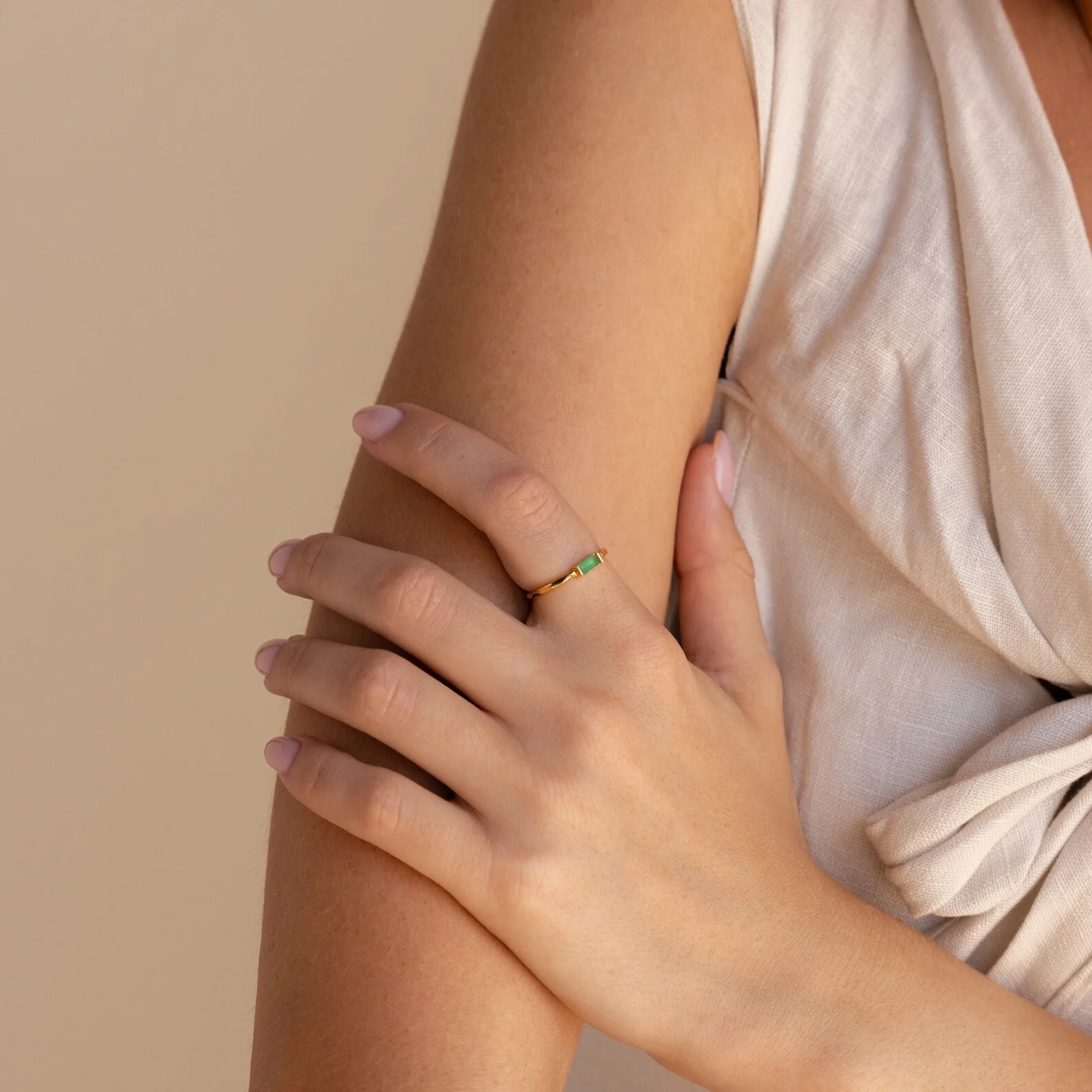 Jade Baguette Ring - Image 4