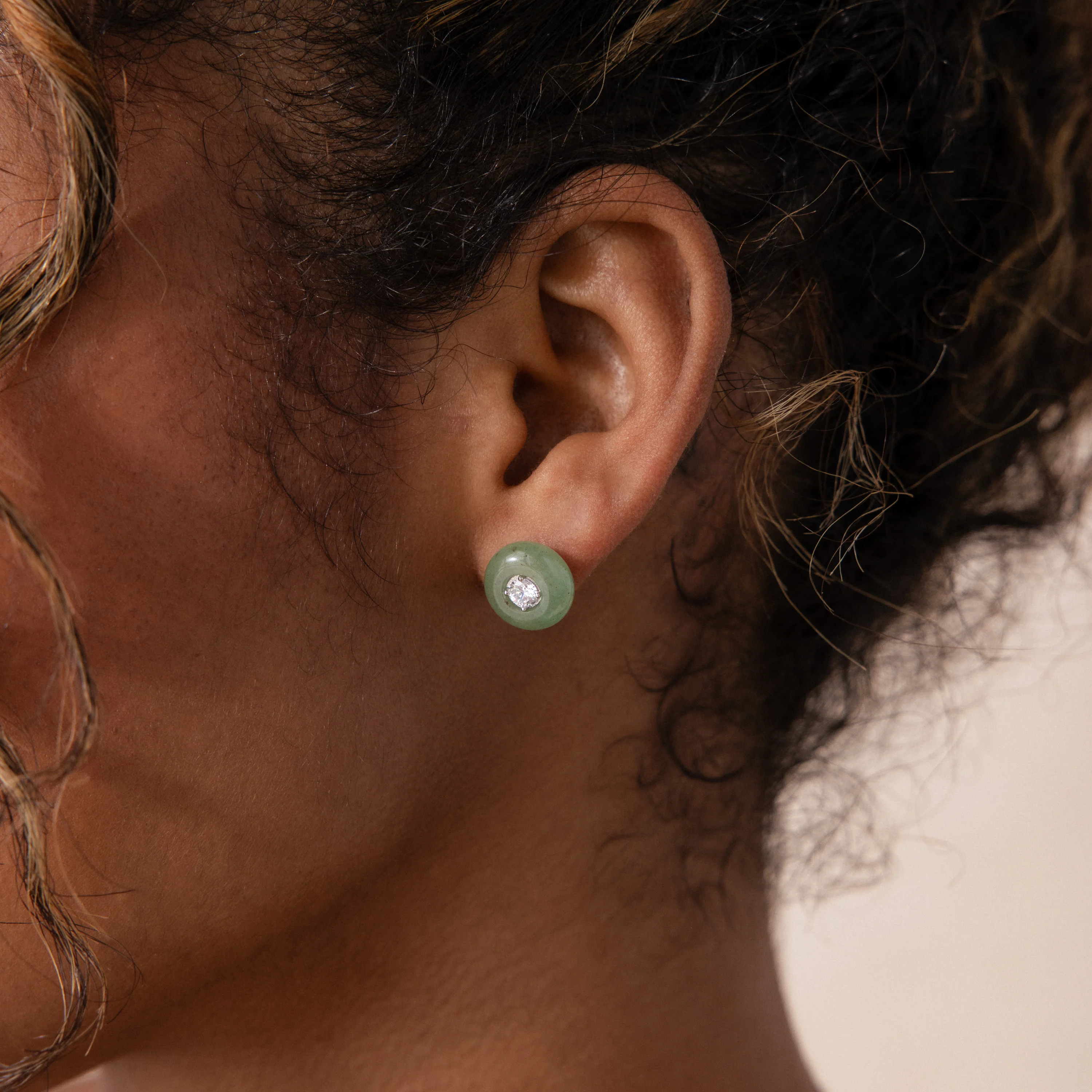 Jade Diamond Studs - Image 4