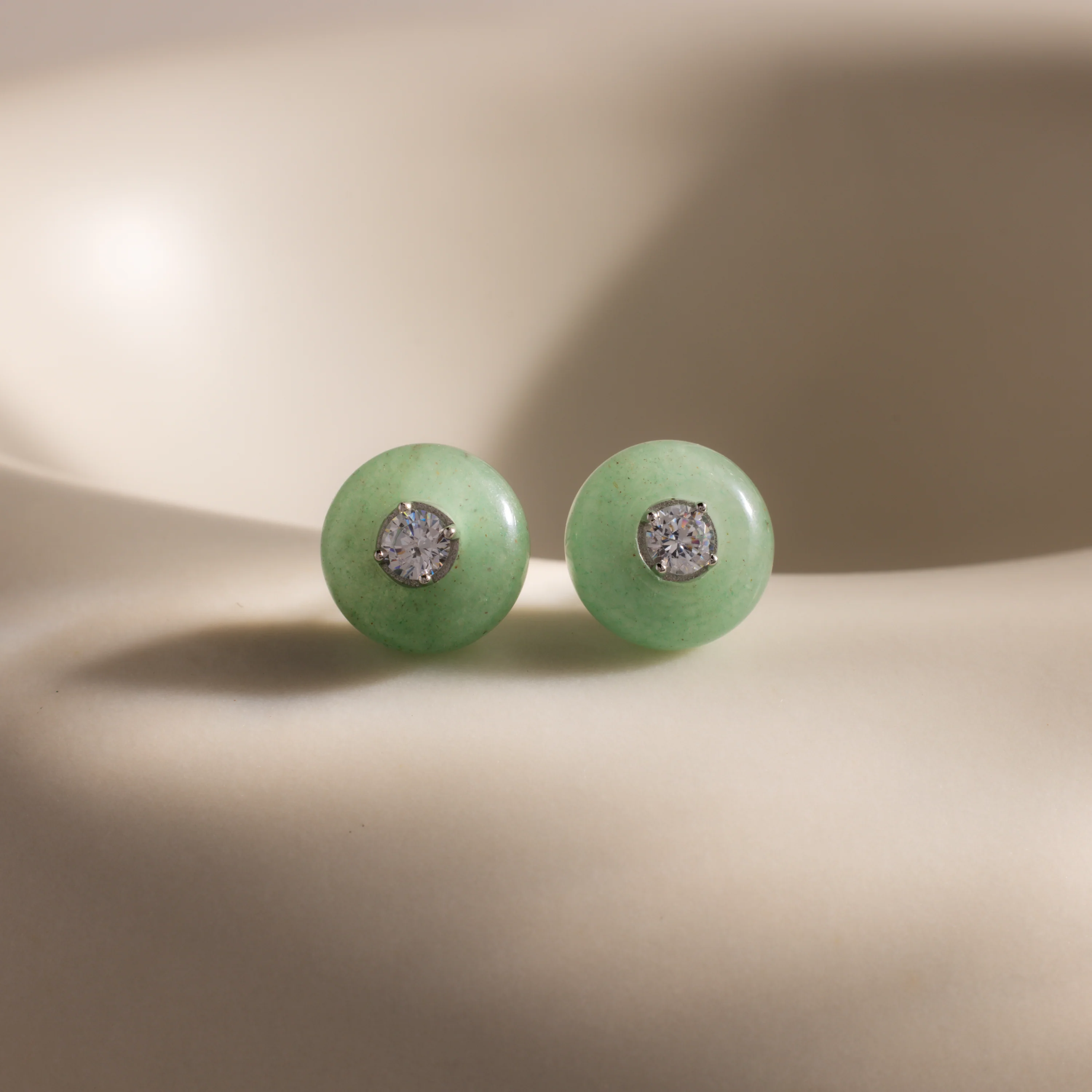 Jade Diamond Studs - Image 5