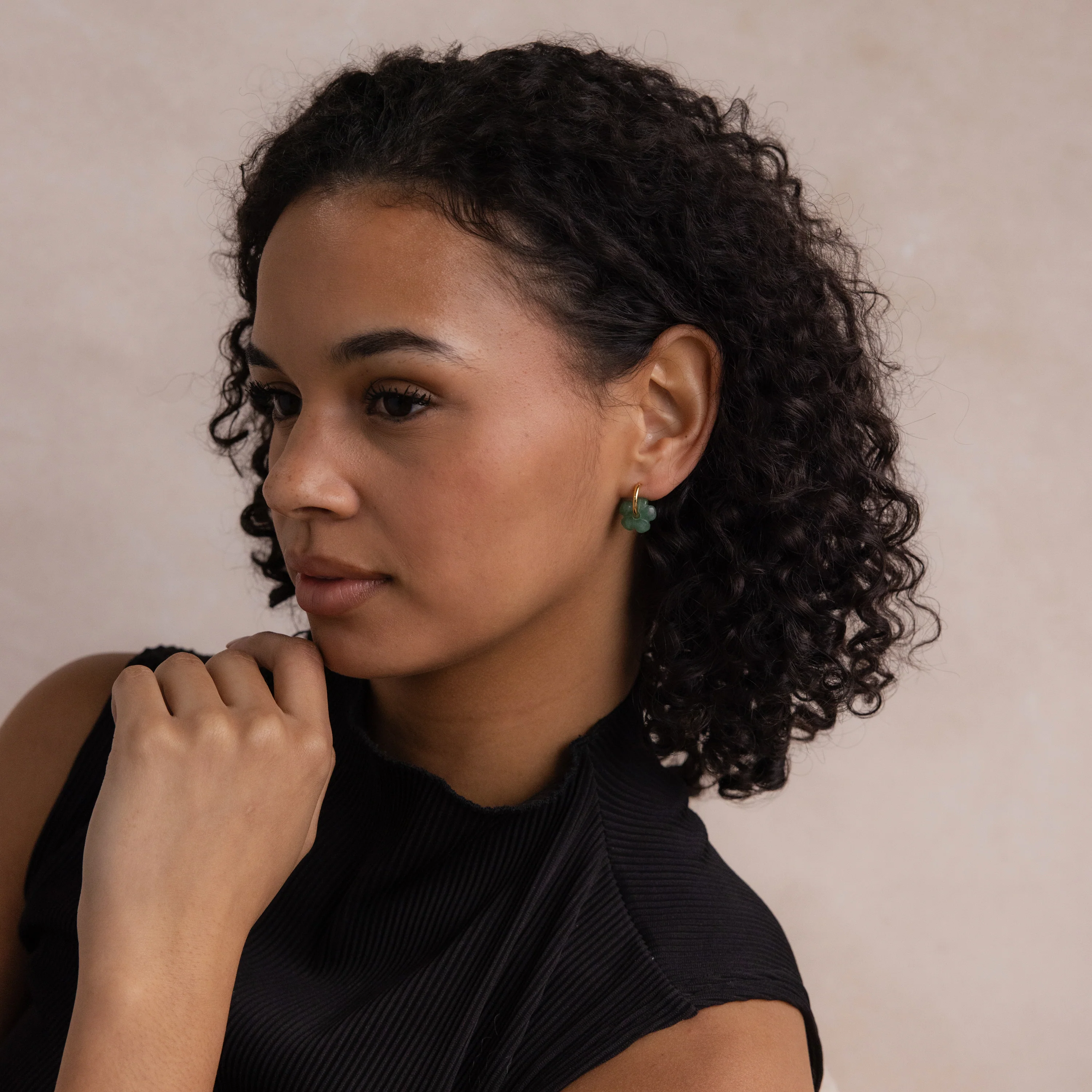 Jade Flower Hoops - Image 10