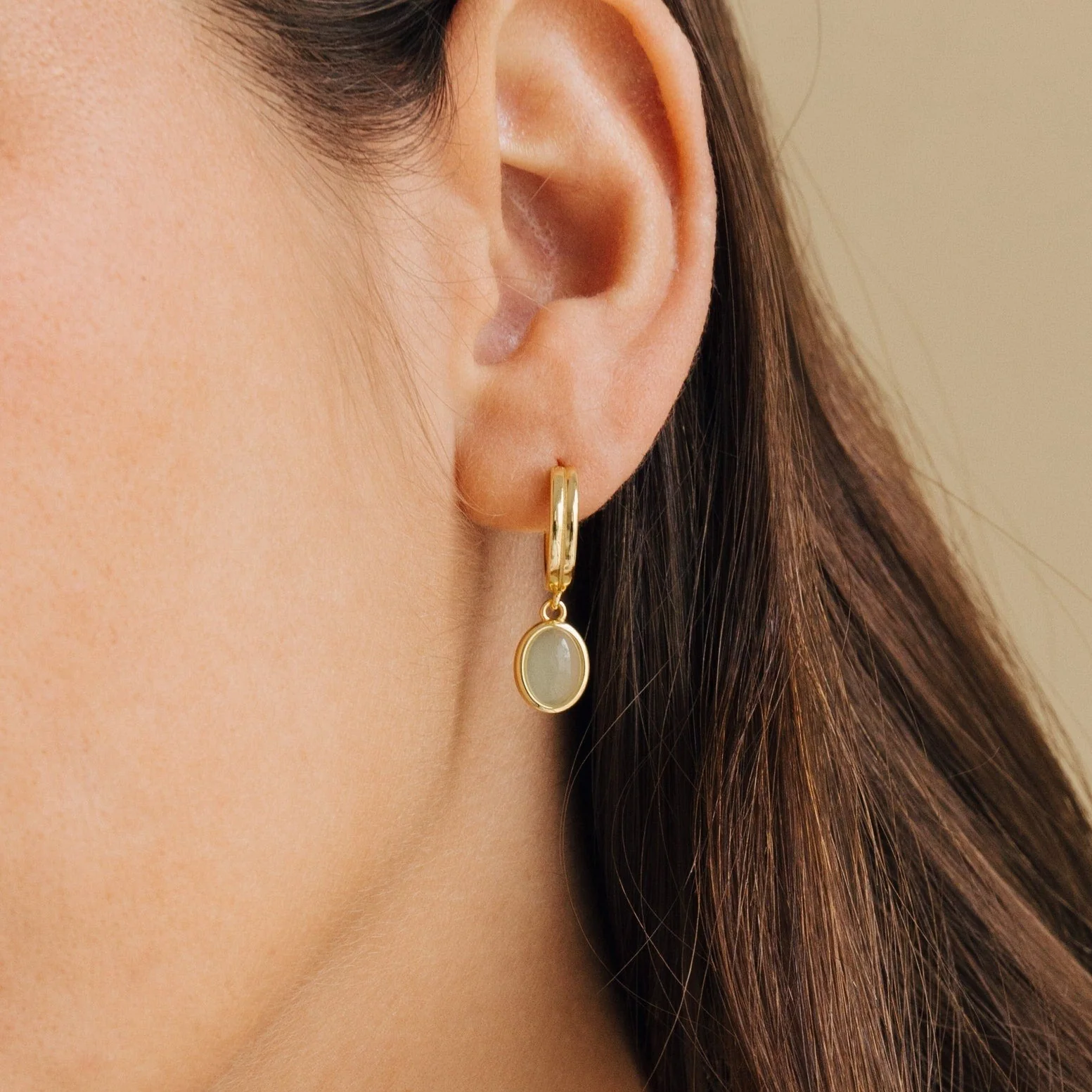 Jade Gemstone Drop Hoops - Image 6