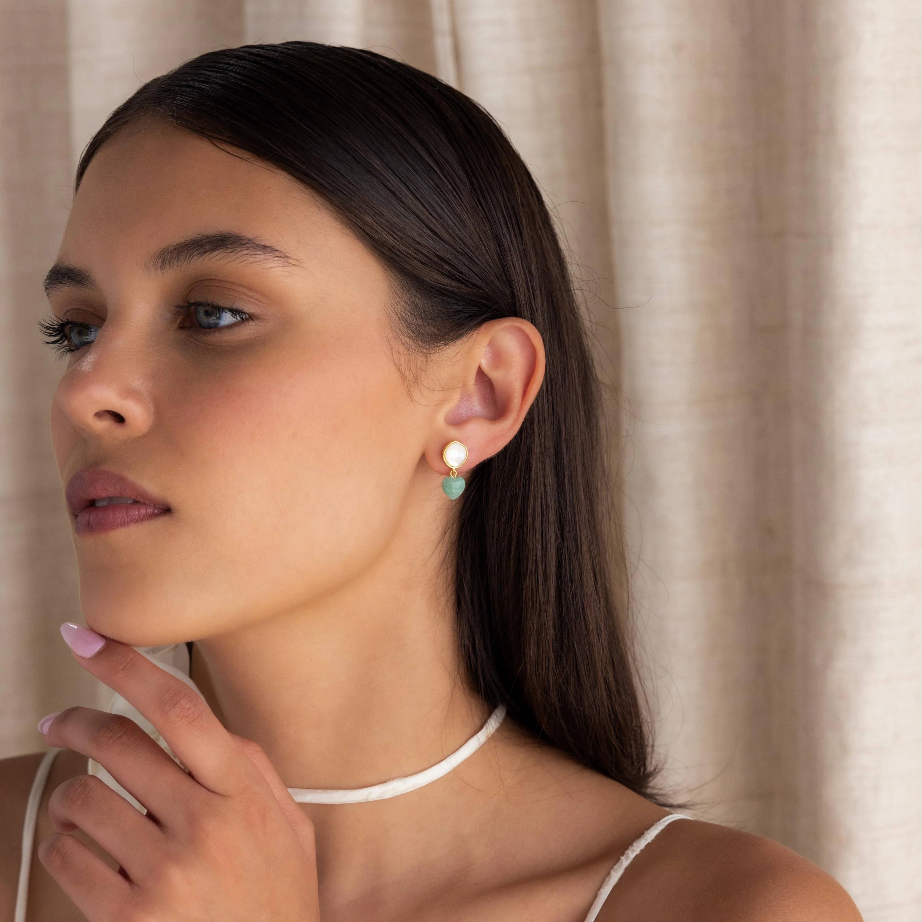 Jade Heart Drop Earrings - Image 8