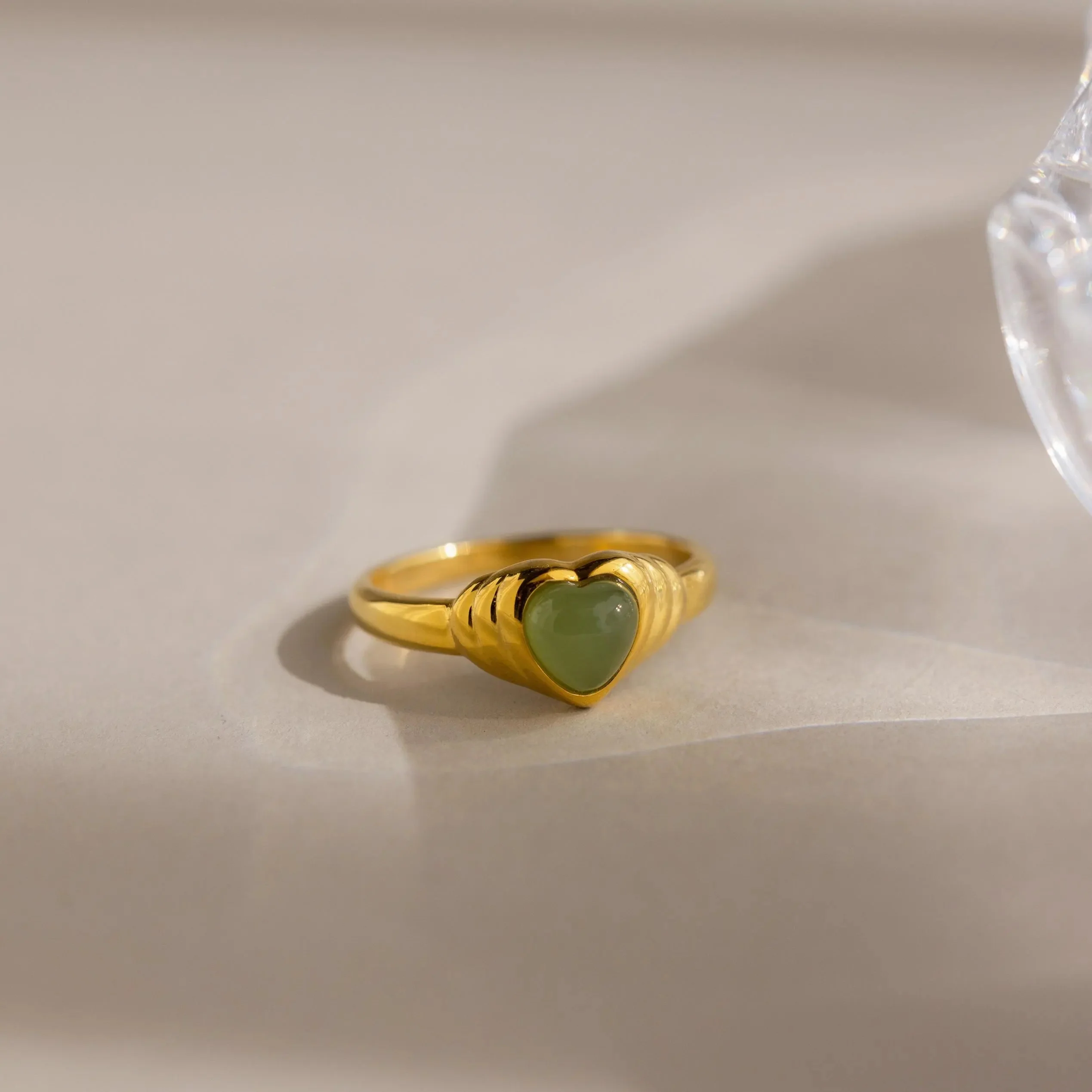 Jade Heart Signet Ring