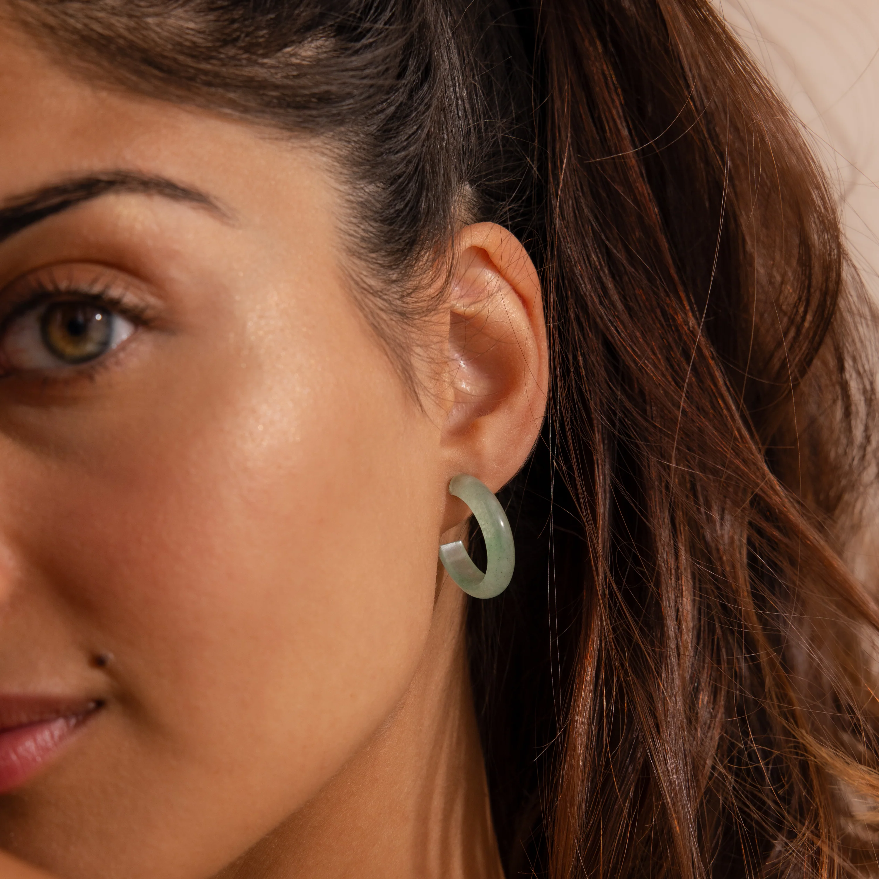 Jade Hoop Earrings in Silver - Image 4